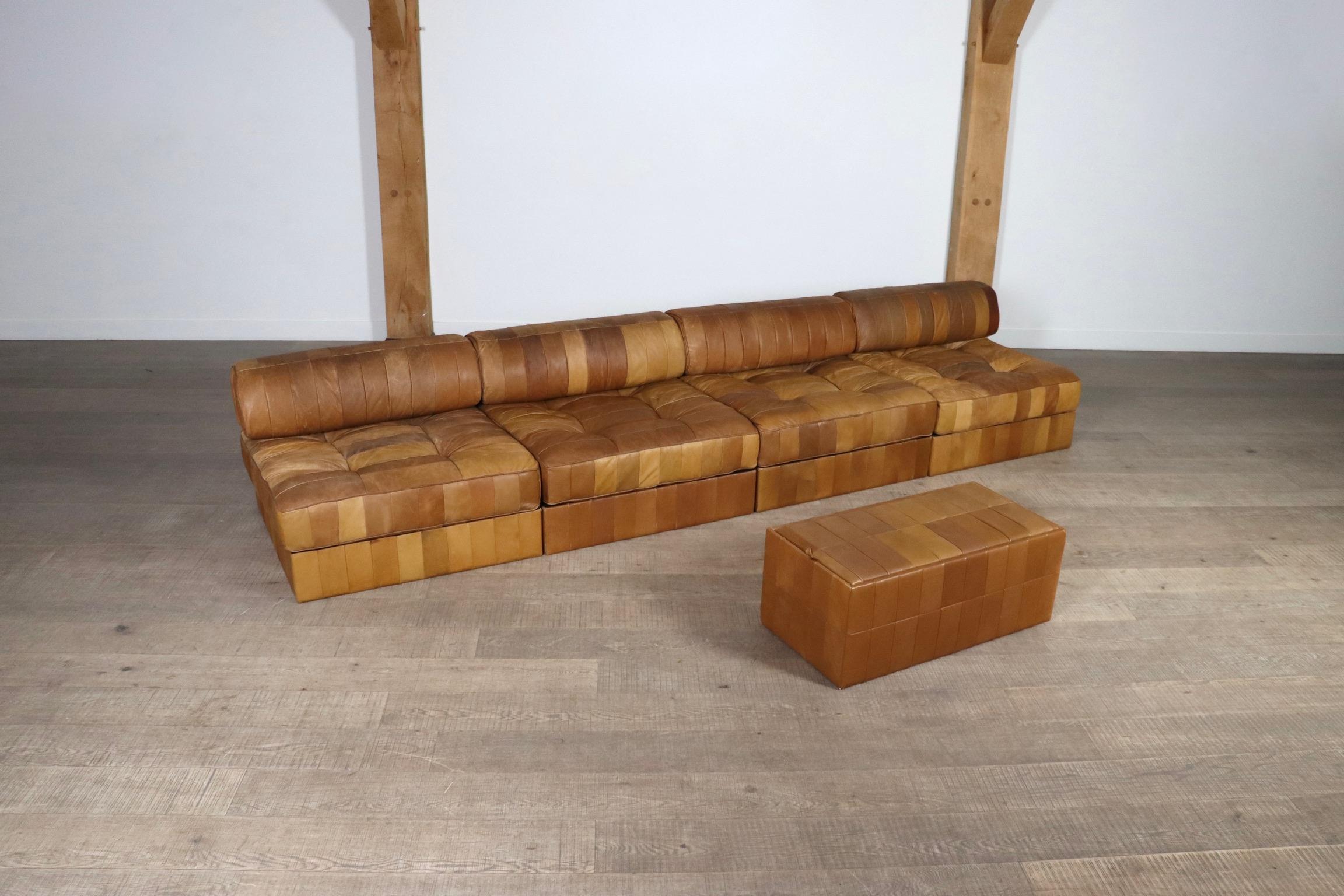 De Sede DS-88 Sofa In Cognac Patchwork Leather, Switzerland 1970s 6