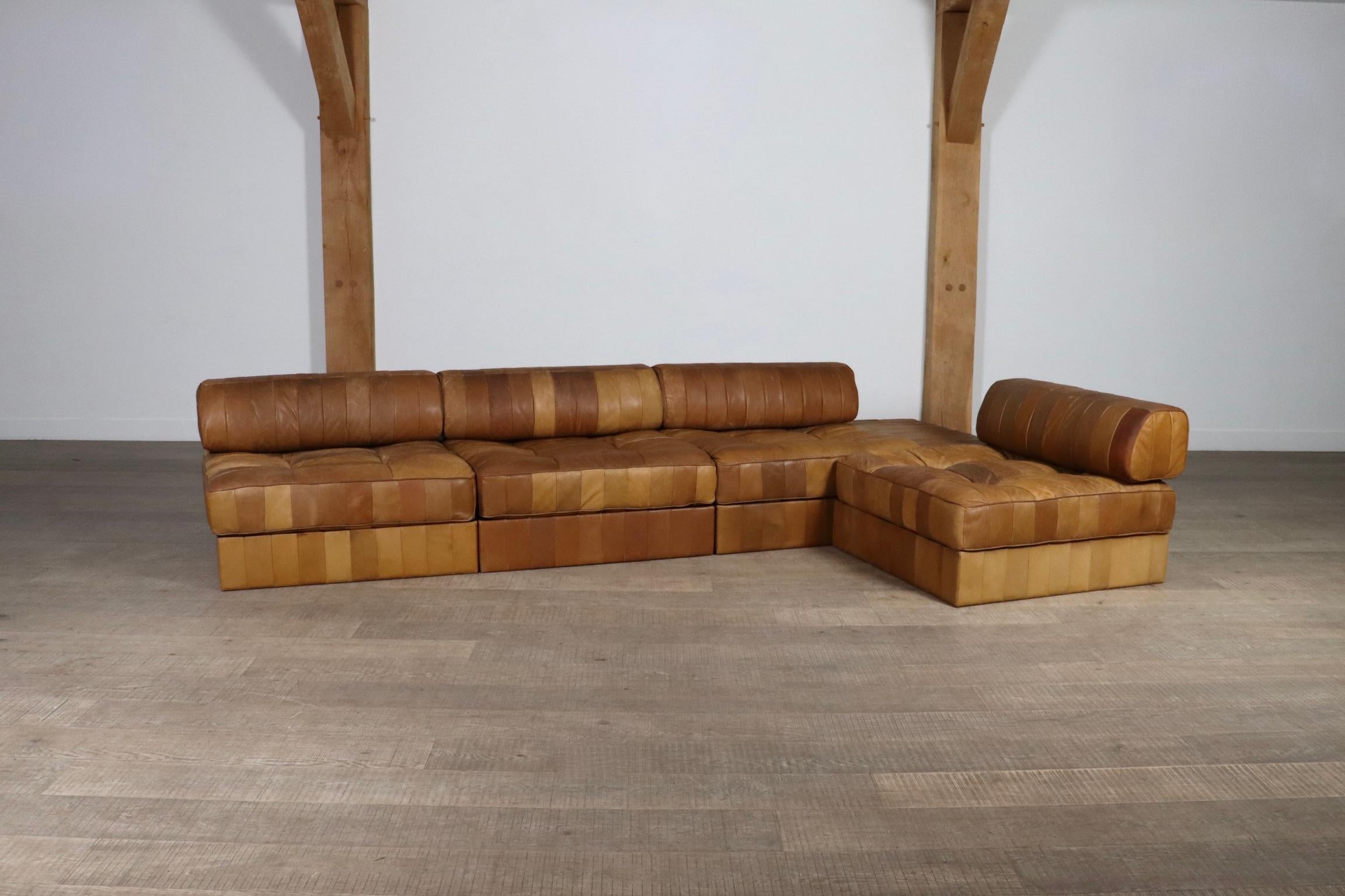 De Sede DS-88 Sofa In Cognac Patchwork Leather, Switzerland 1970s 7
