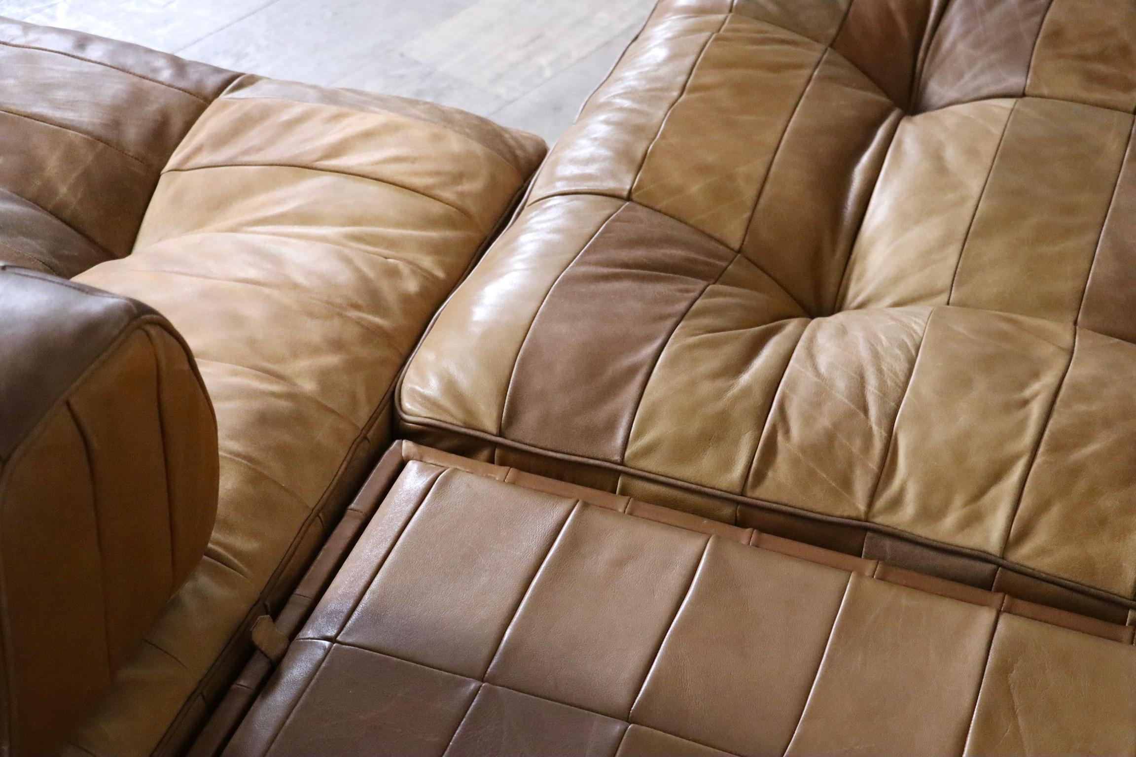 De Sede DS-88 Sofa In Cognac Patchwork Leather, Switzerland 1970s 8