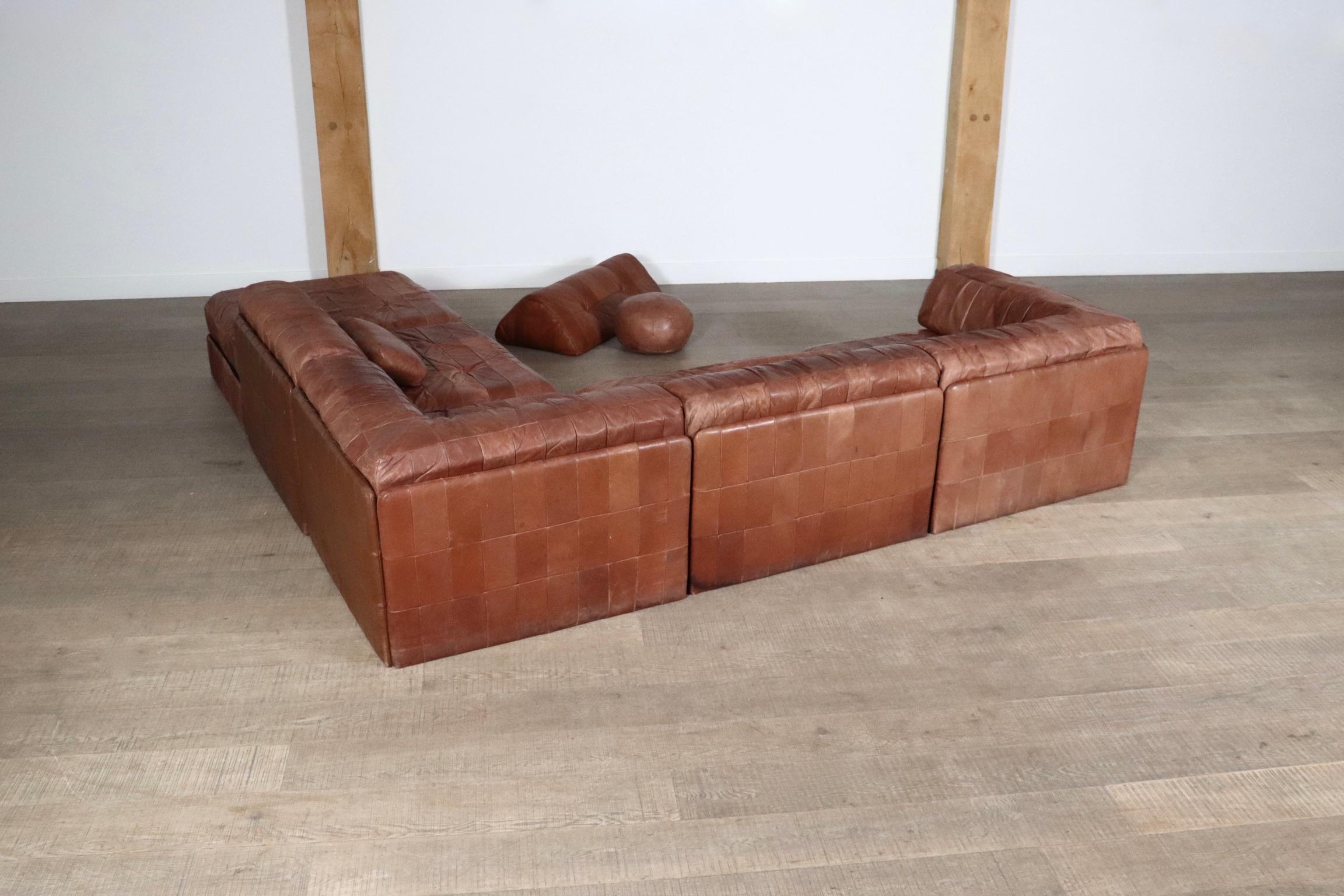 De Sede DS-88 Sofa In Cognac Patchwork Leather, Switzerland 1970s 8