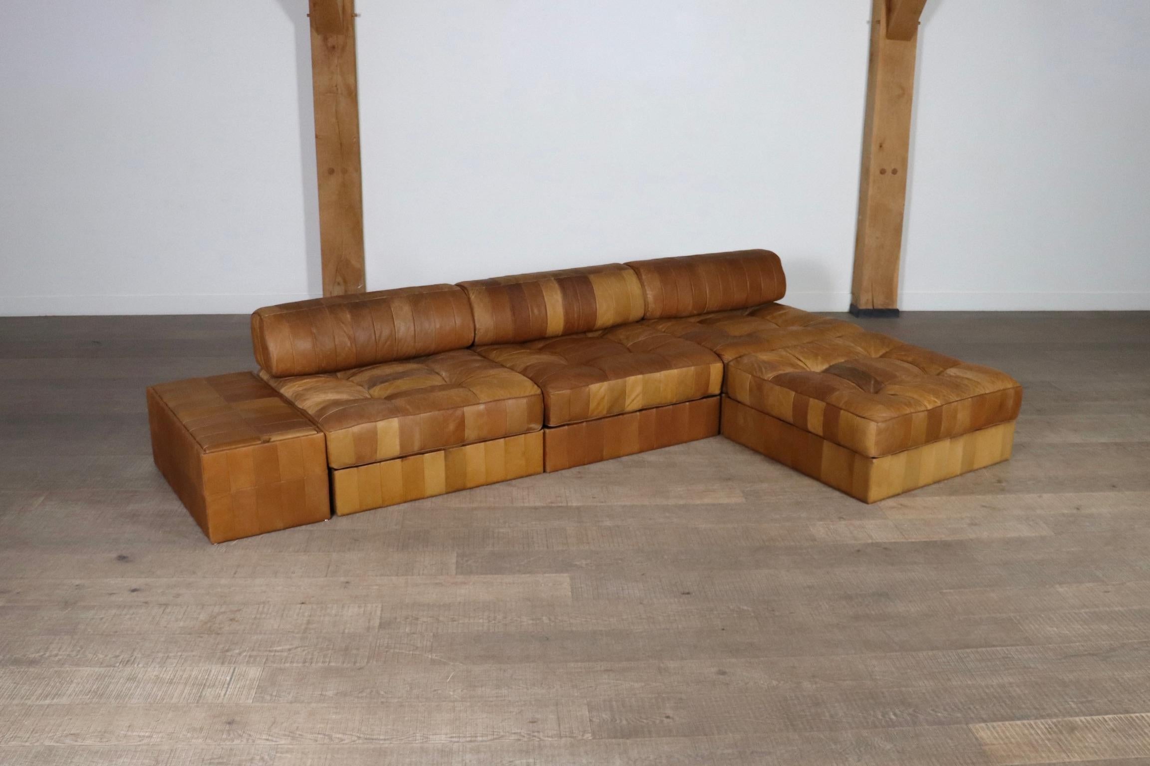 De Sede DS-88 Sofa In Cognac Patchwork Leather, Switzerland 1970s 9