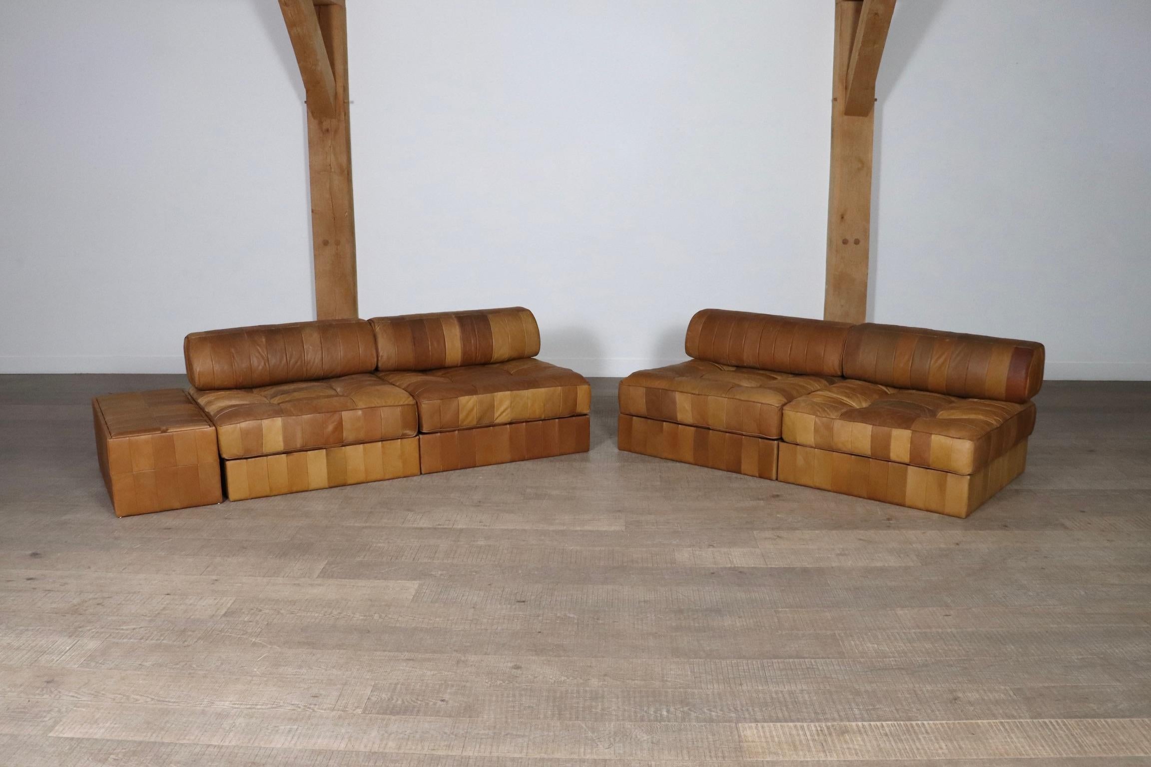 De Sede DS-88 Sofa In Cognac Patchwork Leather, Switzerland 1970s 10