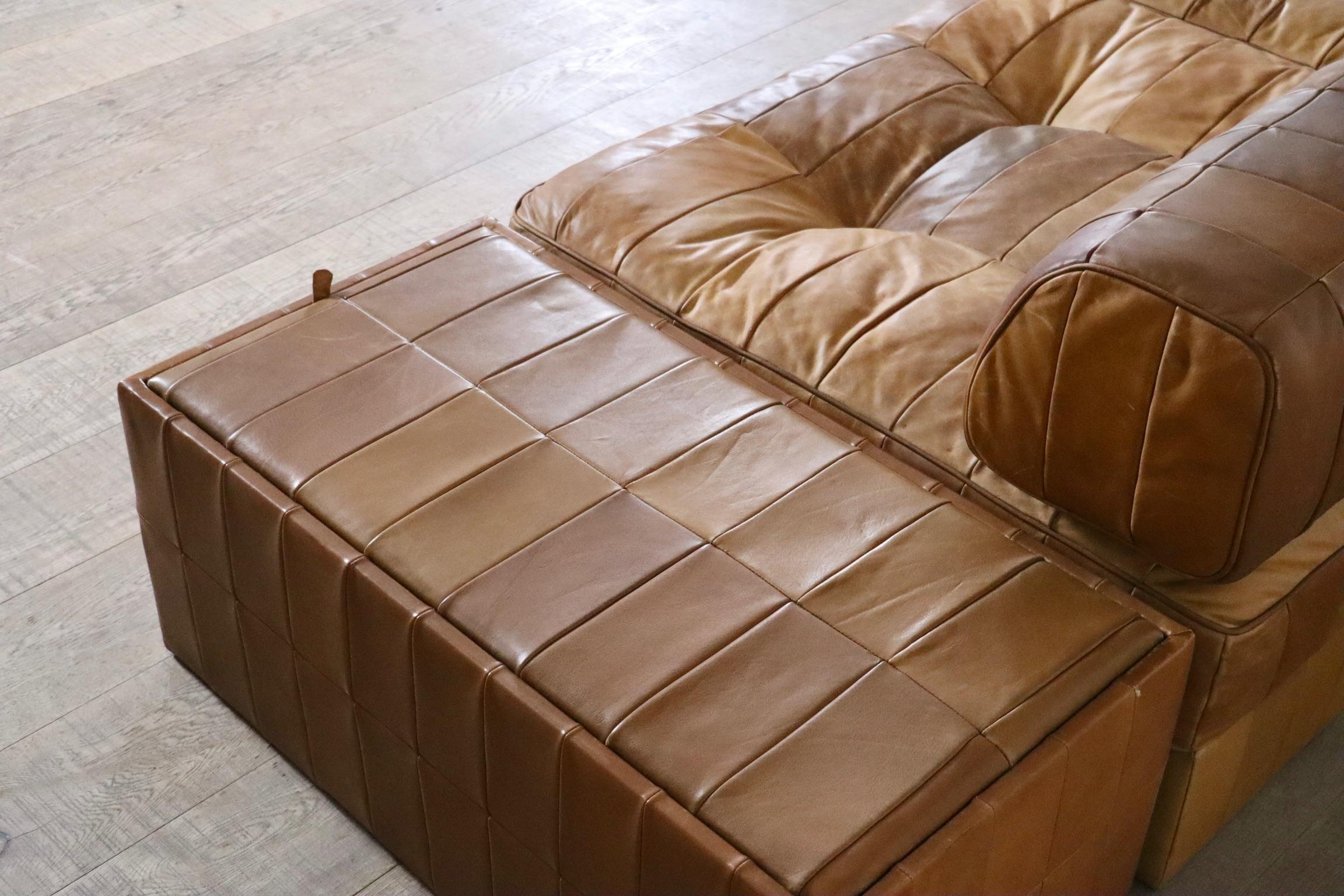 De Sede DS-88 Sofa In Cognac Patchwork Leather, Switzerland 1970s 1