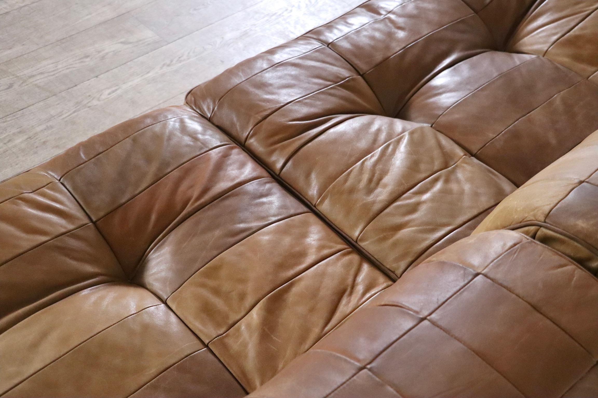 De Sede DS-88 Sofa In Cognac Patchwork Leather, Switzerland 1970s 3