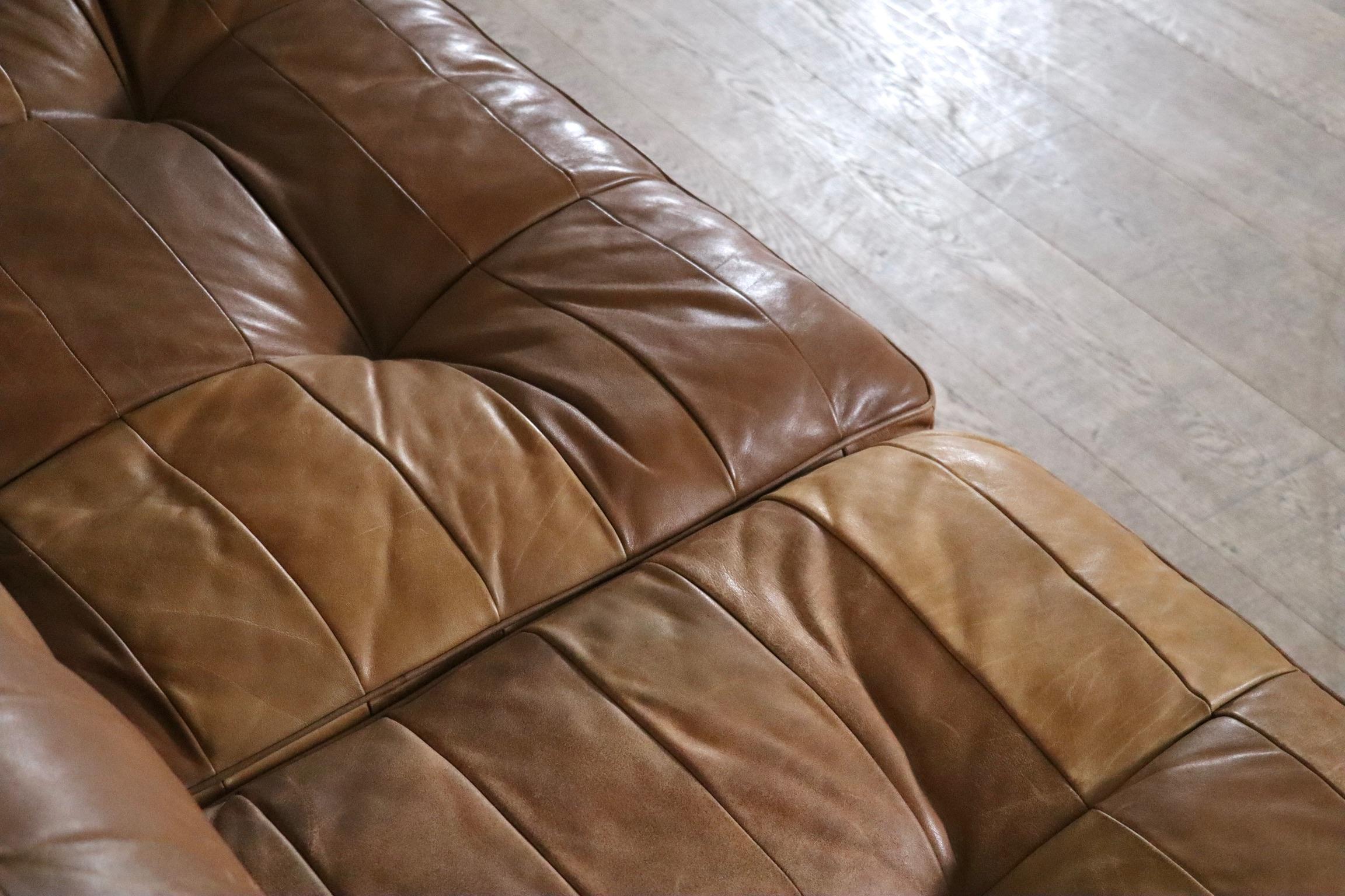 De Sede DS-88 Sofa In Cognac Patchwork Leather, Switzerland 1970s 5
