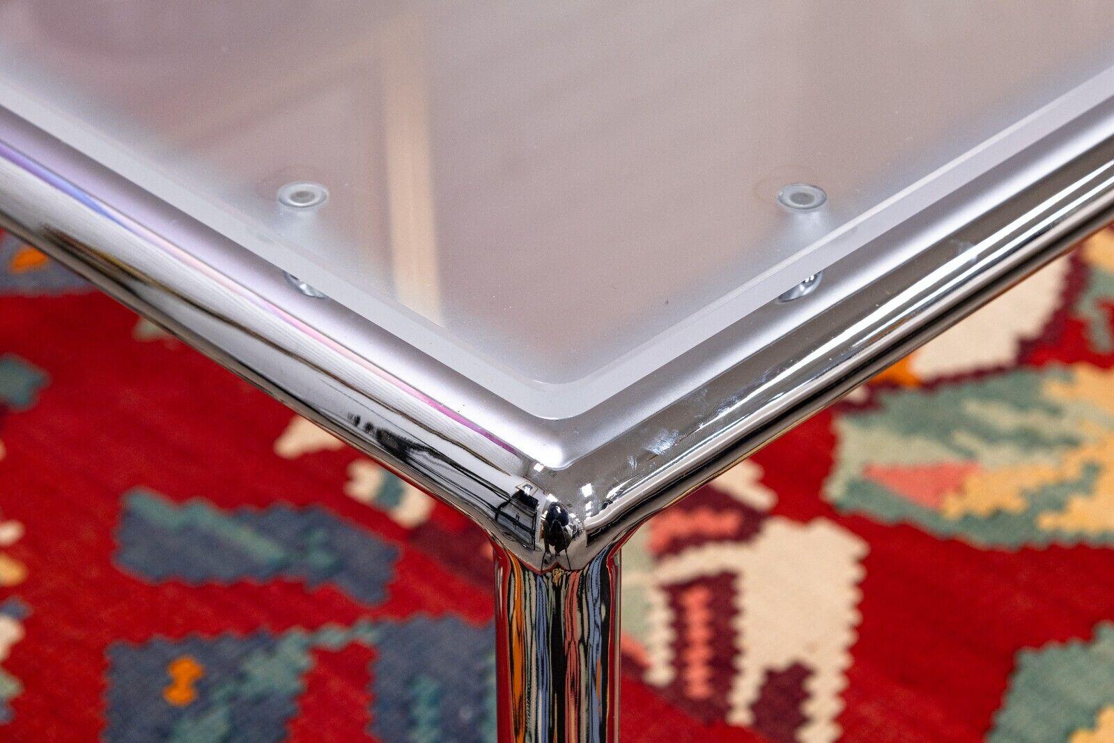 Contemporary de Sede DS-9075/62 Bauhaus Rectangular Chrome Base Satin Glass Top Coffee Table For Sale