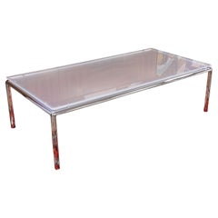 de Sede DS-9075/62 Bauhaus Rectangular Chrome Base Satin Glass Top Coffee Table