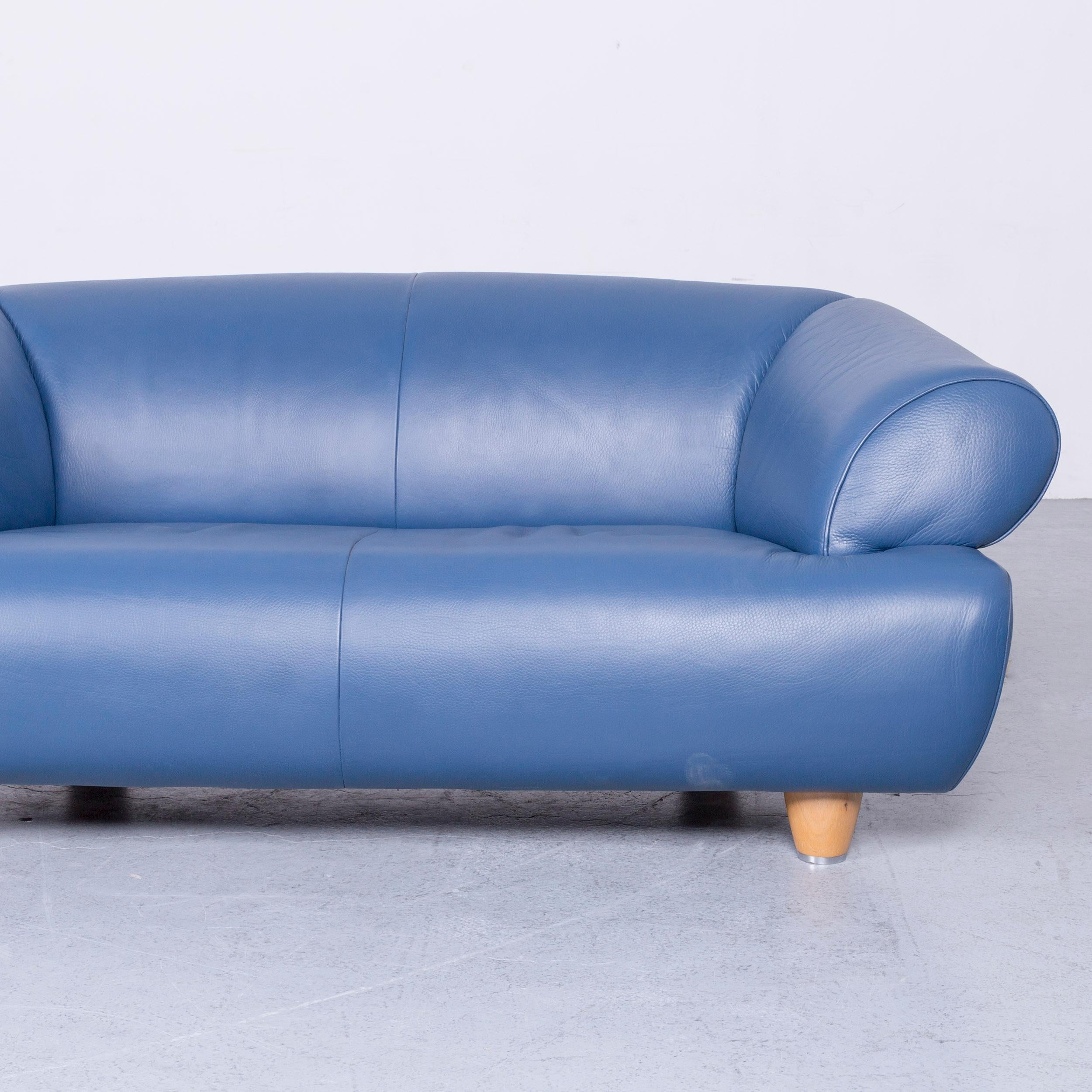De Sede DS 91 Designer Sofa Leather Blue Two-Seat Couch Modern In Good Condition In Cologne, DE