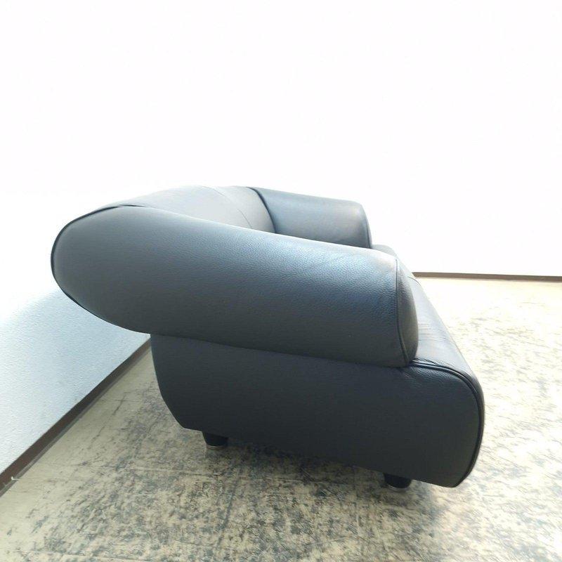 De Sede DS-91 Zweisitzer Sofa Anita Schmidt - • Schwarzes Vollnarbenleder (Schweizerisch) im Angebot