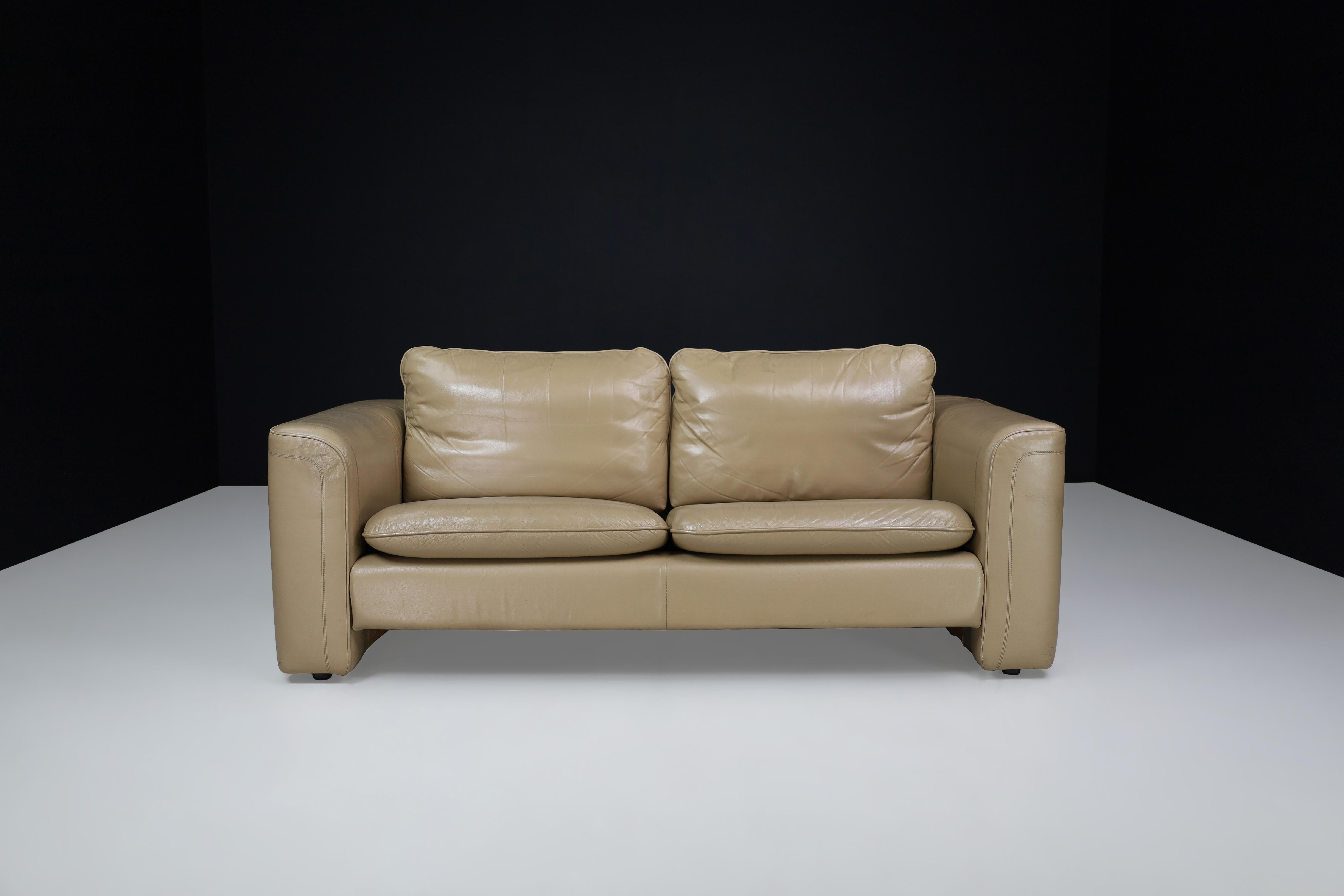 Zweisitzer-Sofa aus Leder von De Sede DS 98, Schweiz 1980   (Moderne der Mitte des Jahrhunderts) im Angebot
