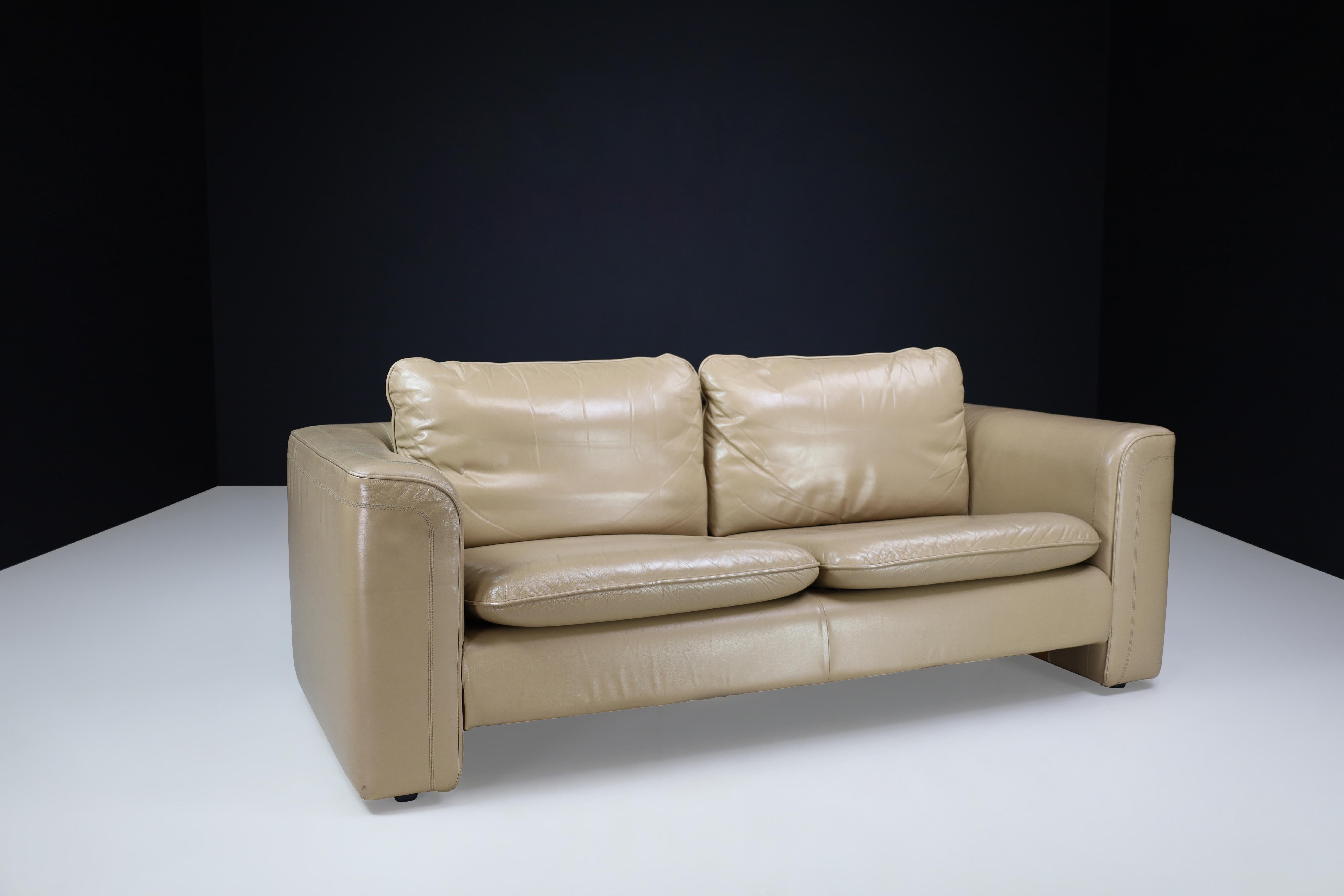 Mid-Century Modern De Sede DS 98 Leather Two-seater Sofa, Switzerland 1980 For Sale
