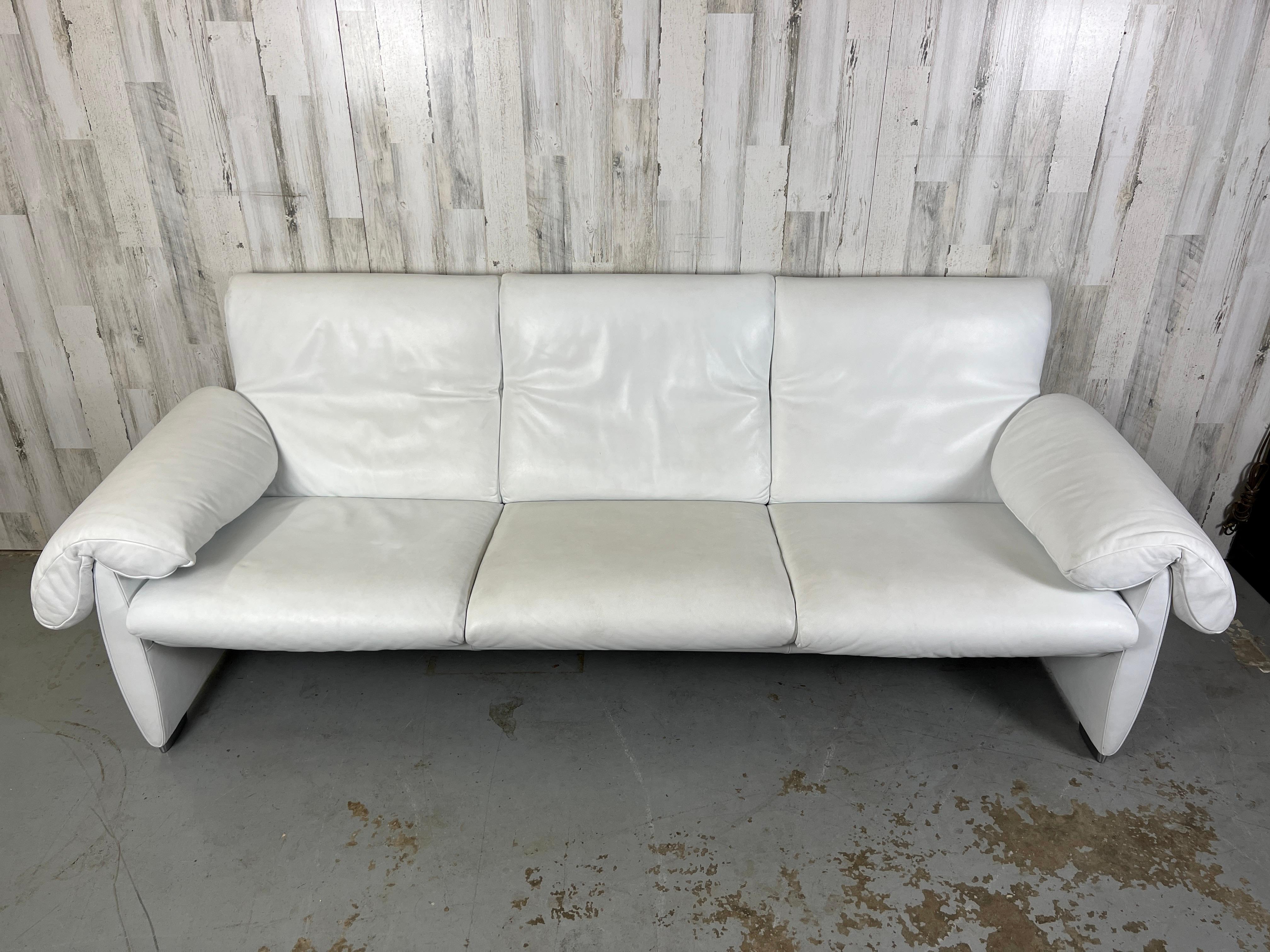 De Sede DS10 White Leather Sofa For Sale 3