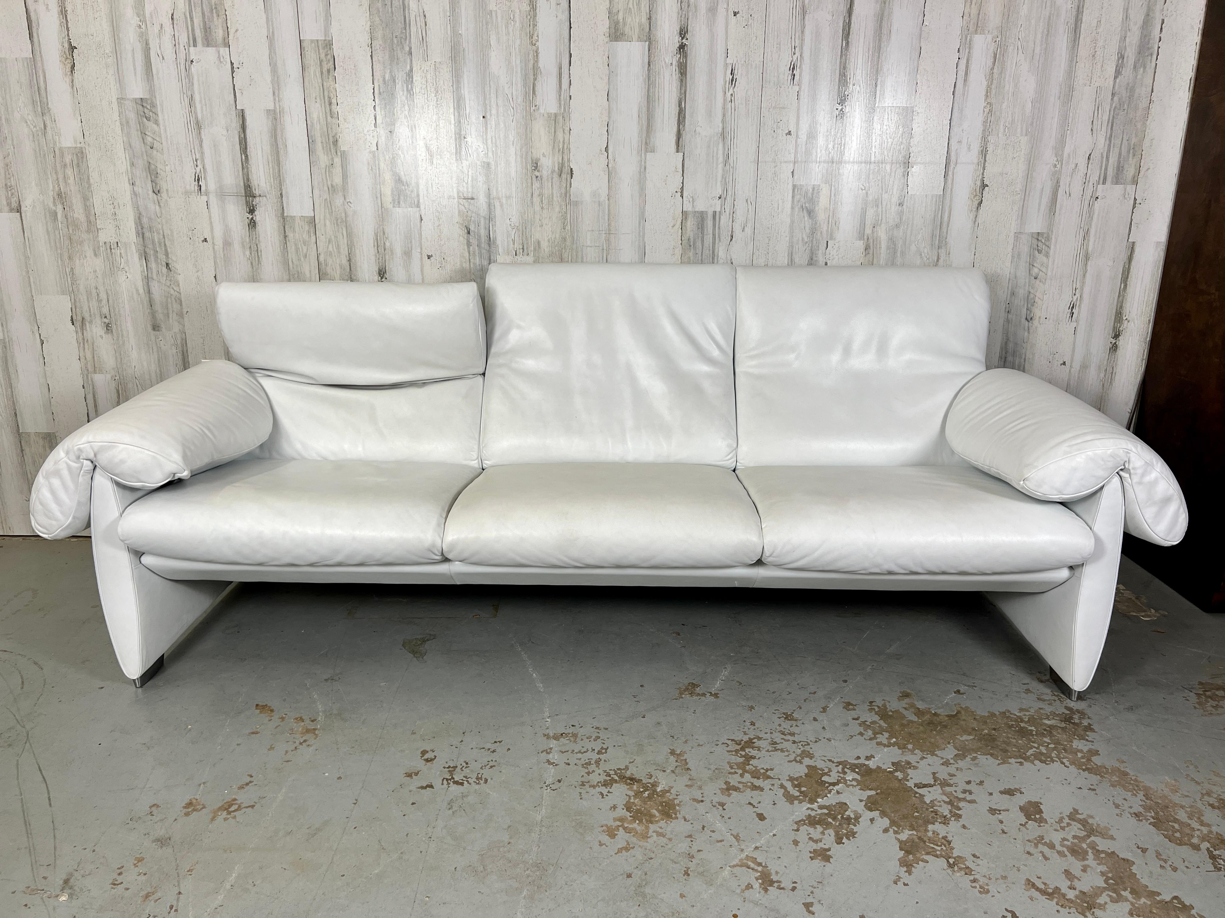 De Sede DS10 White Leather Sofa For Sale 9