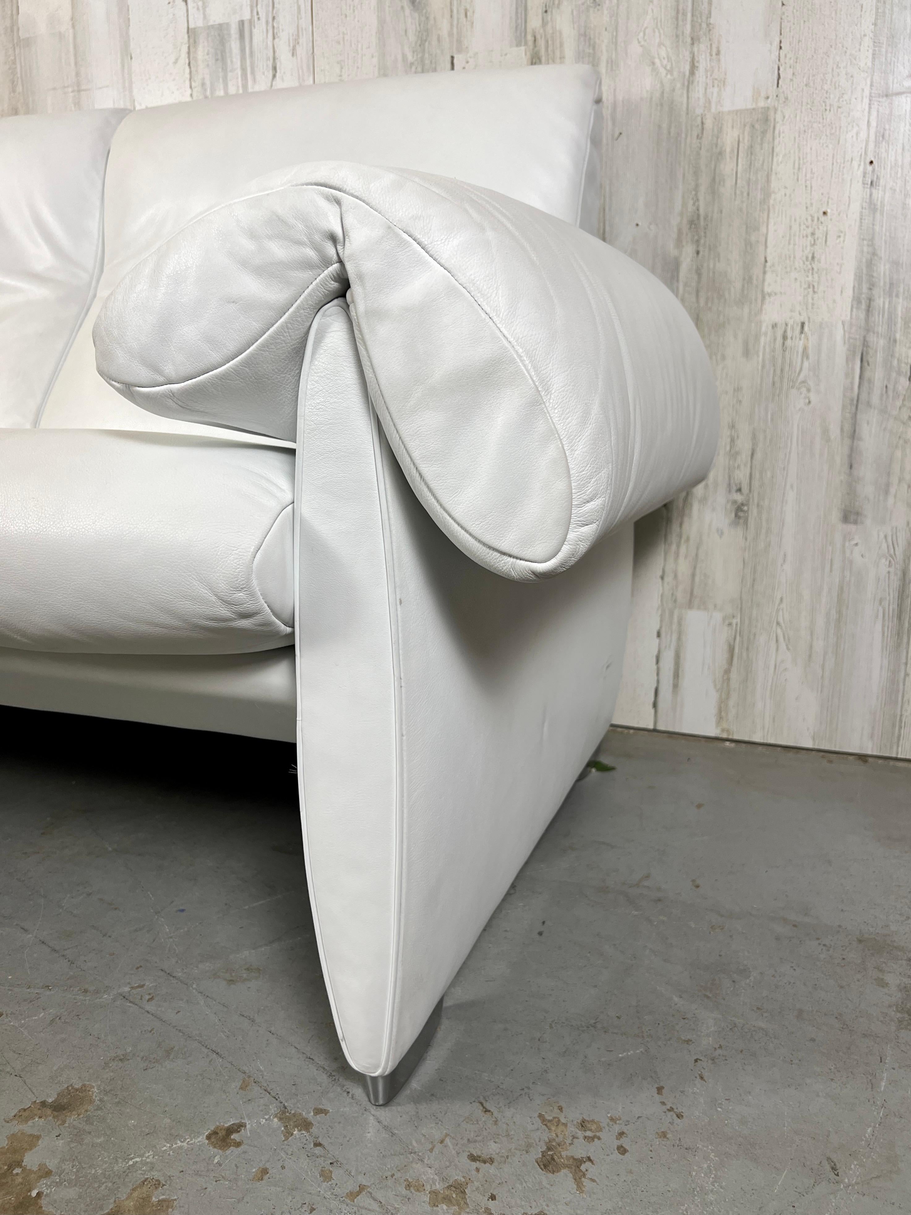 De Sede DS10 Weißes Leder-Sofa (20. Jahrhundert) im Angebot