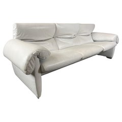 Vintage De Sede DS10 White Leather Sofa