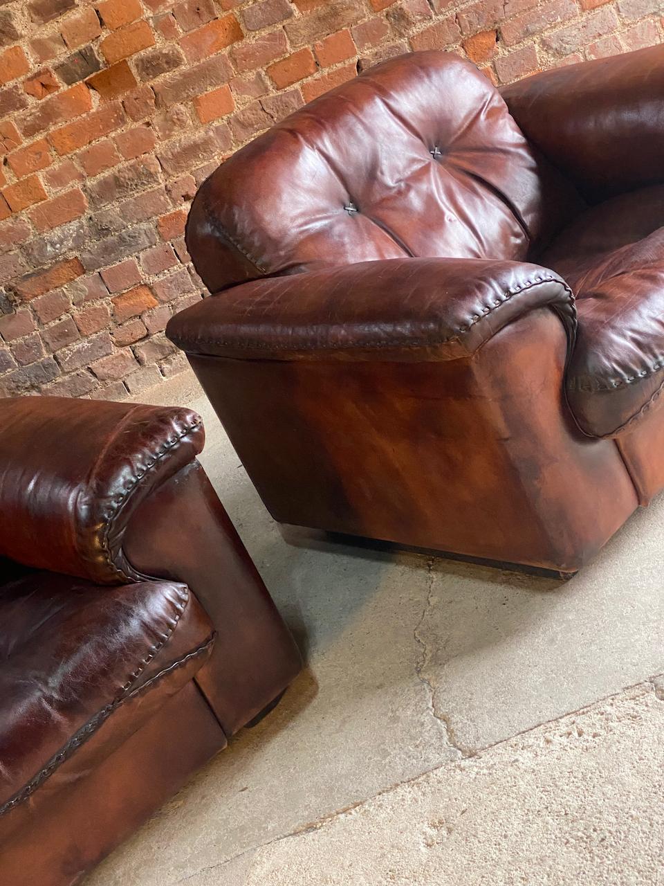 De Sede DS101 Armchairs Lounge Chairs Leather Pair, 1970 In Good Condition For Sale In Longdon, Tewkesbury