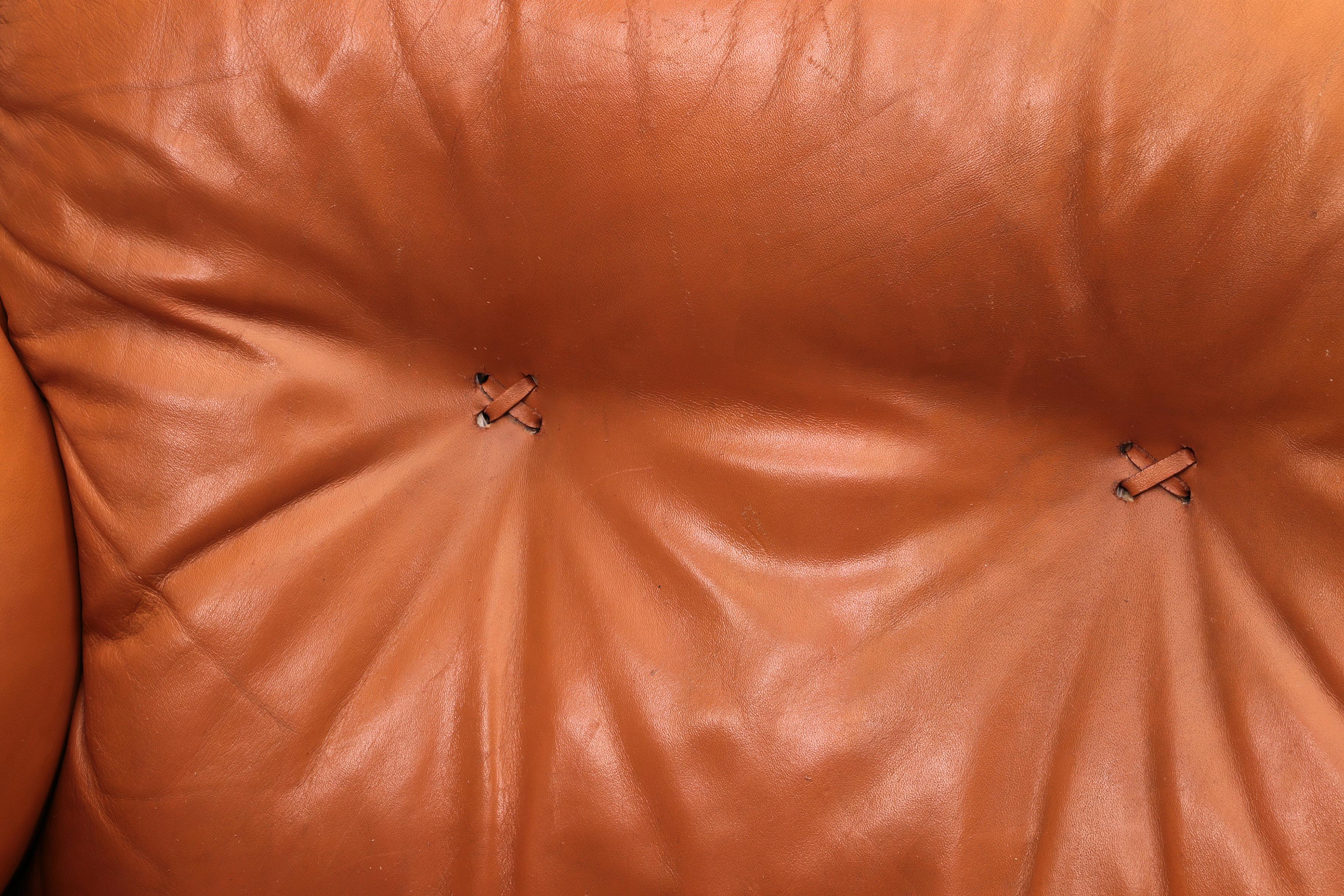 De Sede DS101 Two Seater Leather and Gognac Color, 1970 7