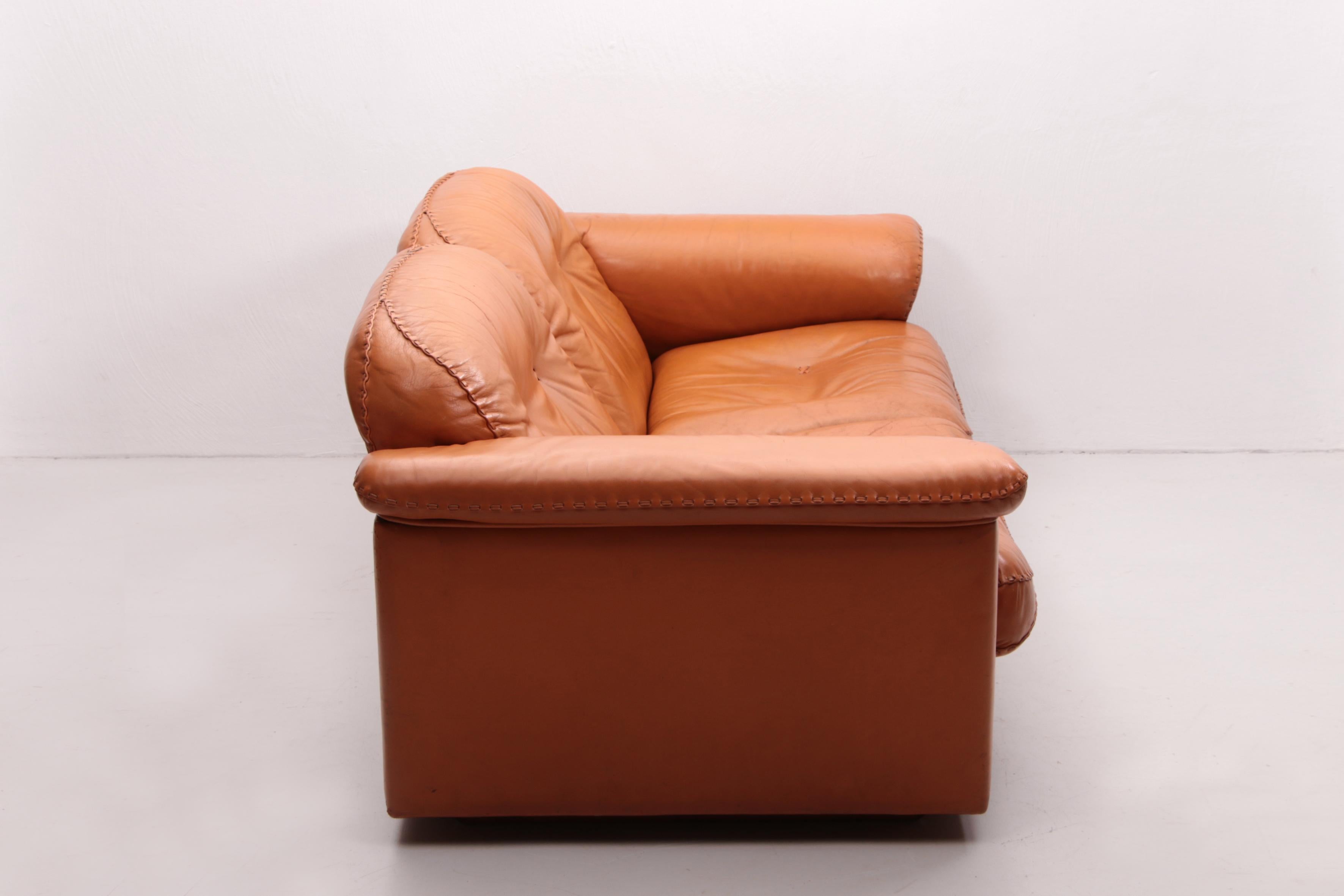 De Sede DS101 Two Seater Leather and Gognac Color, 1970 For Sale 1