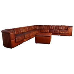 De Sede DS11 8 Section Modular Sofa and Foot stool