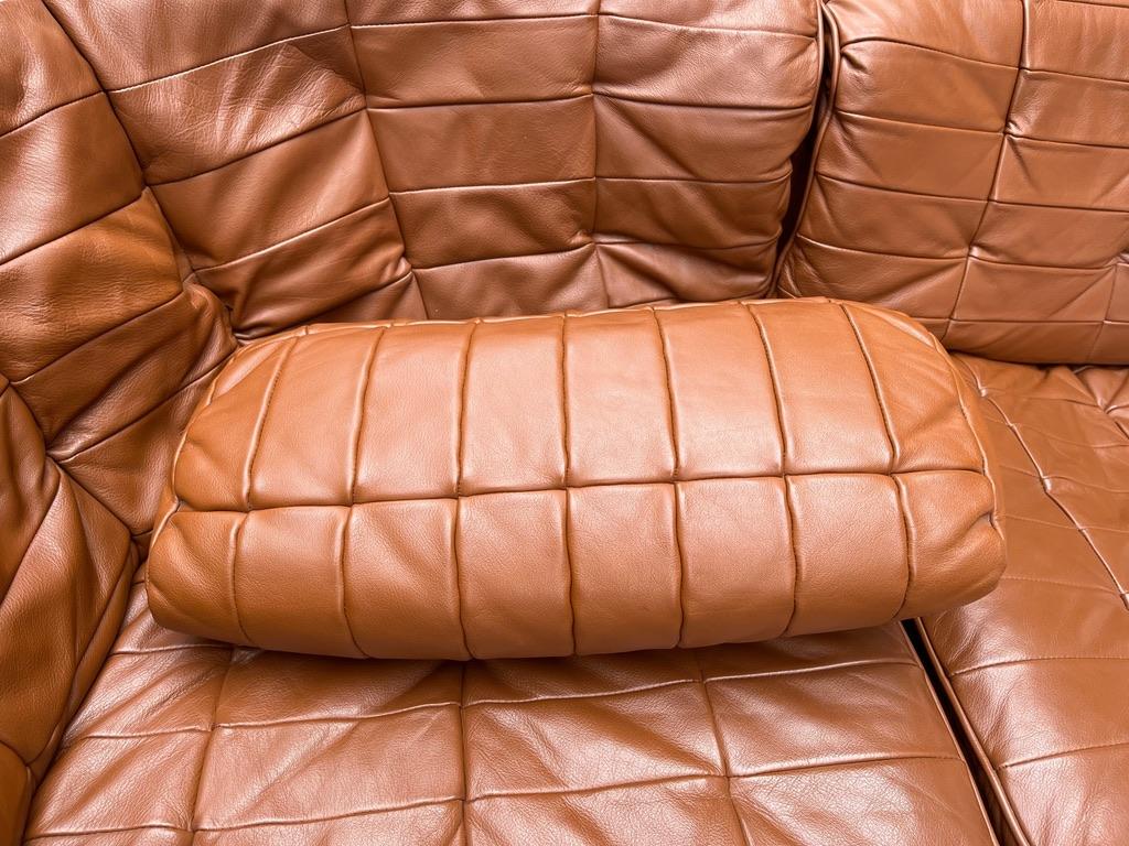 De Sede DS11 Cognac Patchwork Leather Modular Sofa, Switzerland, Ca. 1970s 12