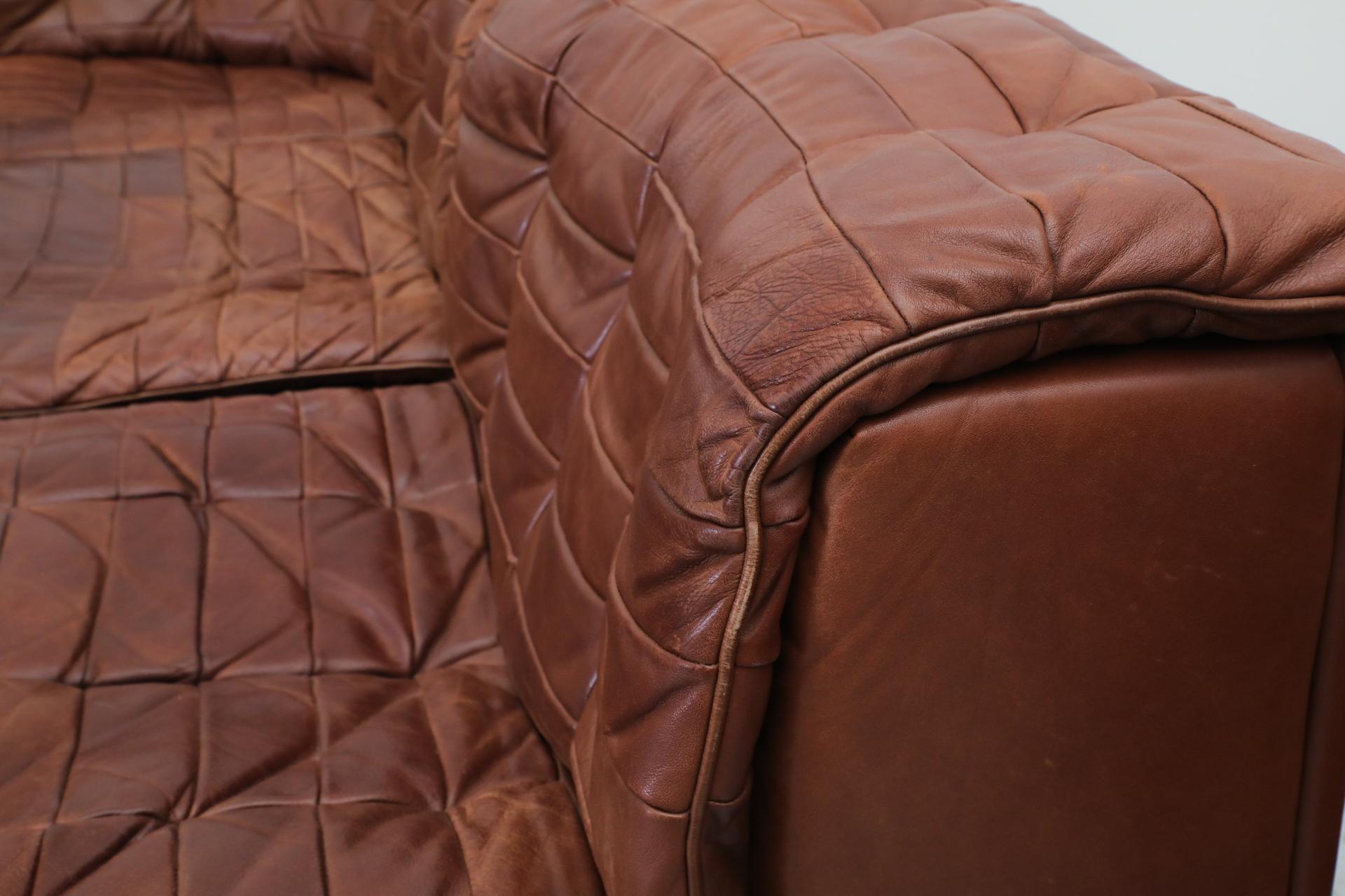 De Sede DS11 Cognac Patchwork Leather Sectional Sofa with 6 Modular Pieces 8