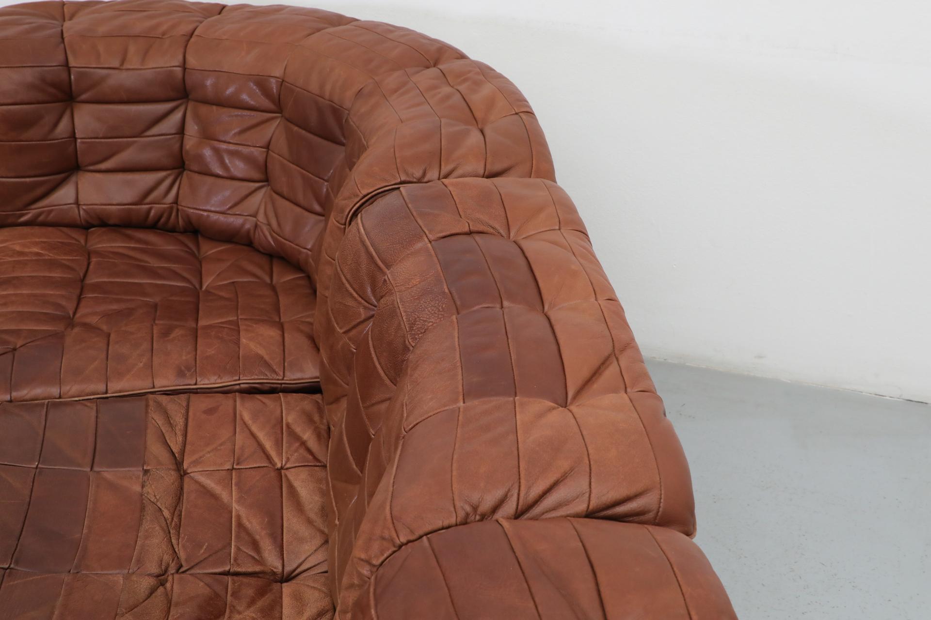 De Sede DS11 Cognac Patchwork Leather Sectional Sofa with 6 Modular Pieces 10