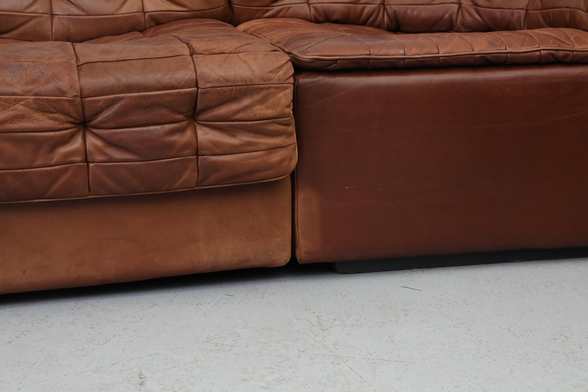 De Sede DS11 Cognac Patchwork Leather Sectional Sofa with 6 Modular Pieces 14
