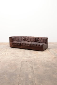 De Sede Ds11 Patchwork Camel Brown Leather 3 Pieces, 1970