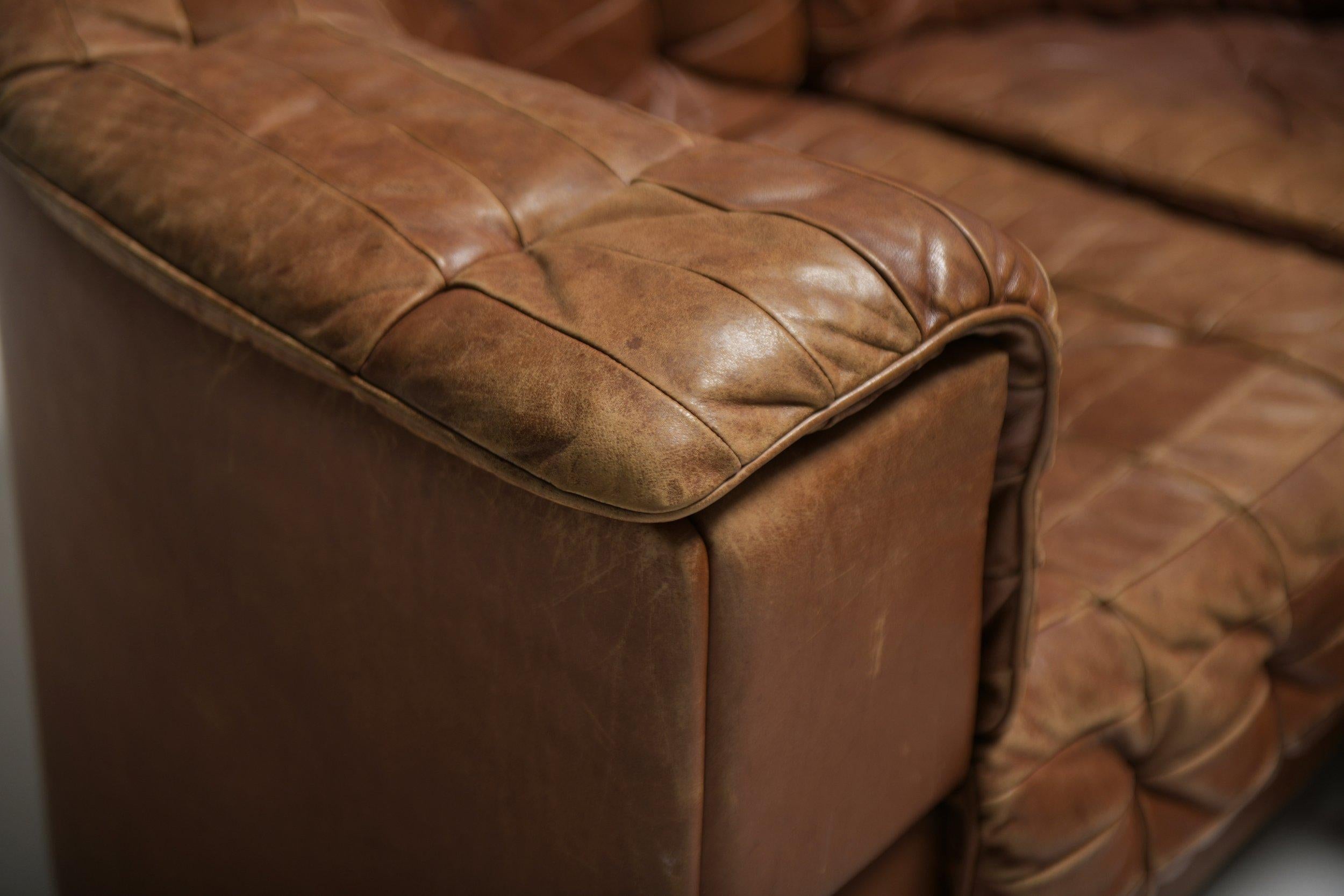 De Sede DS11 Patchwork Leather Sectional in Caramel, Circa 1970s For Sale 2