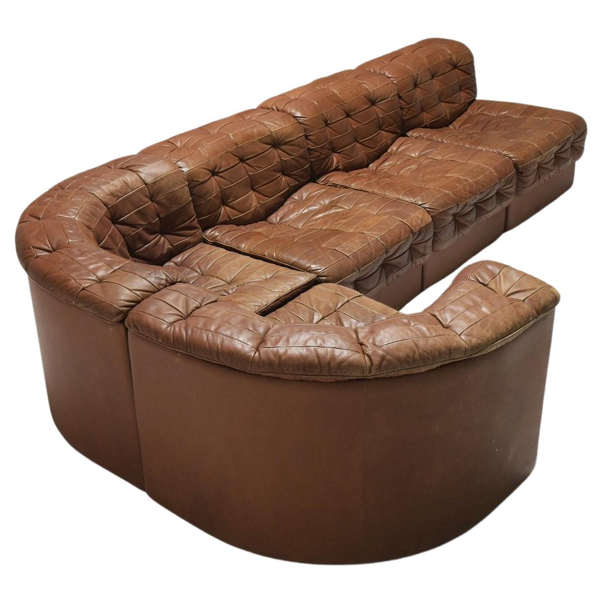 De Sede DS11 Patchwork Leather Sectional in Caramel, Circa 1970s