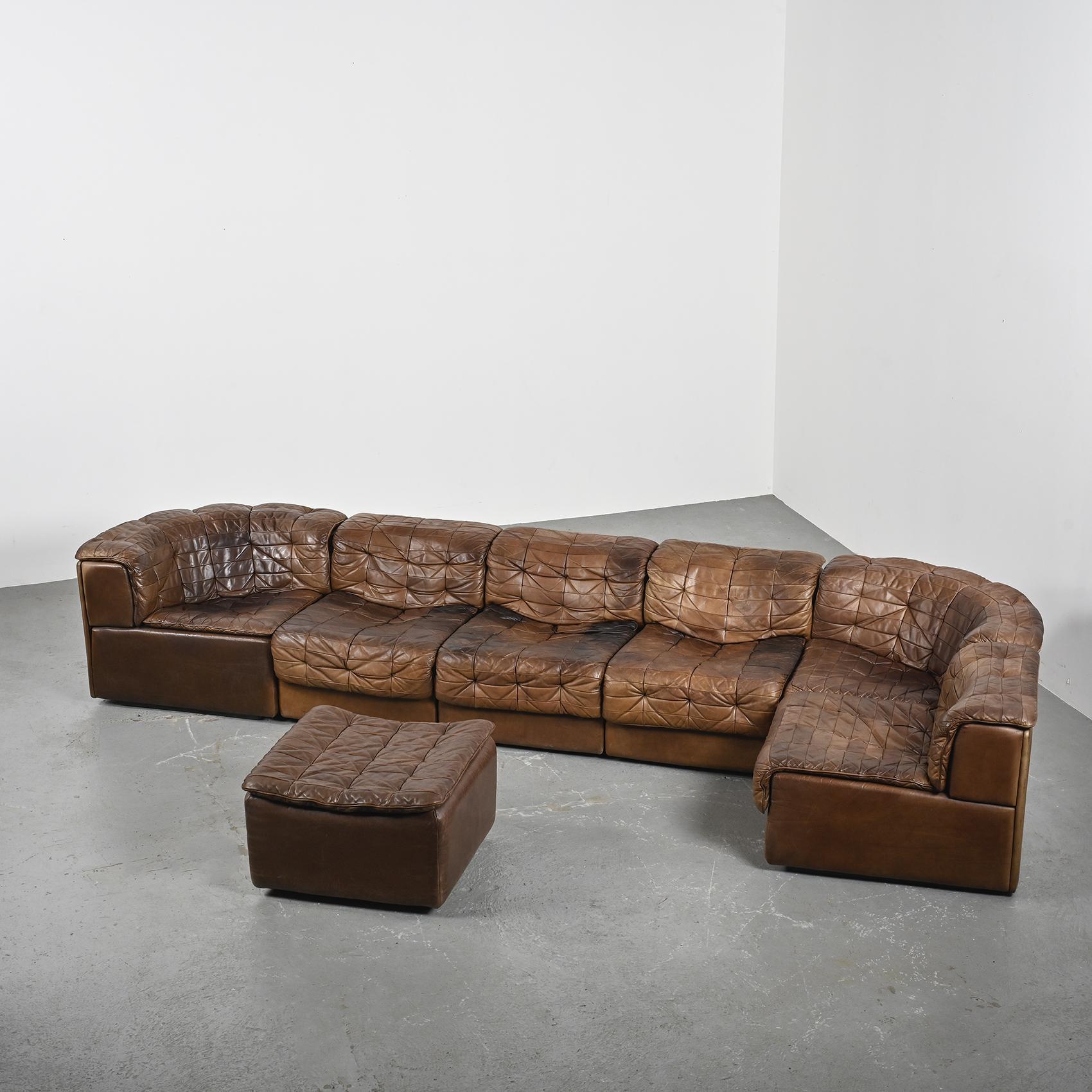 Mid-Century Modern De Sede DS11 Patchwork Leather Sofa, Switzerland 1970s