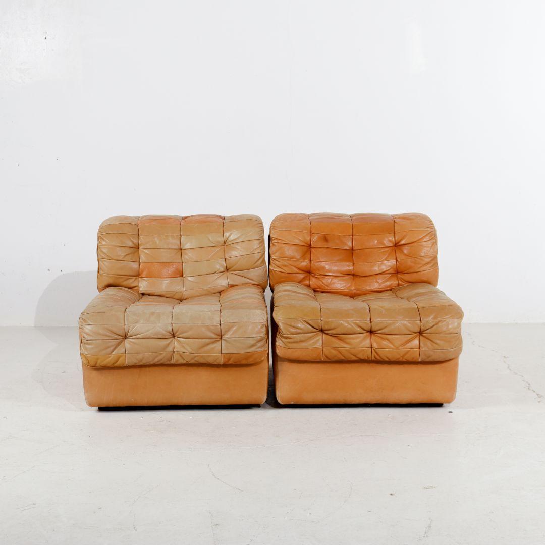 Mid-Century Modern De Sede Ds11 Patchwork Sofa Cognac Leather