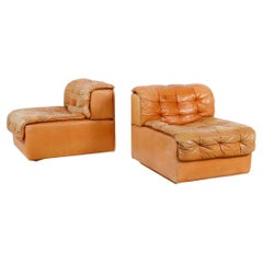 De Sede Ds11 Patchwork-Sofa aus cognacfarbenem Leder