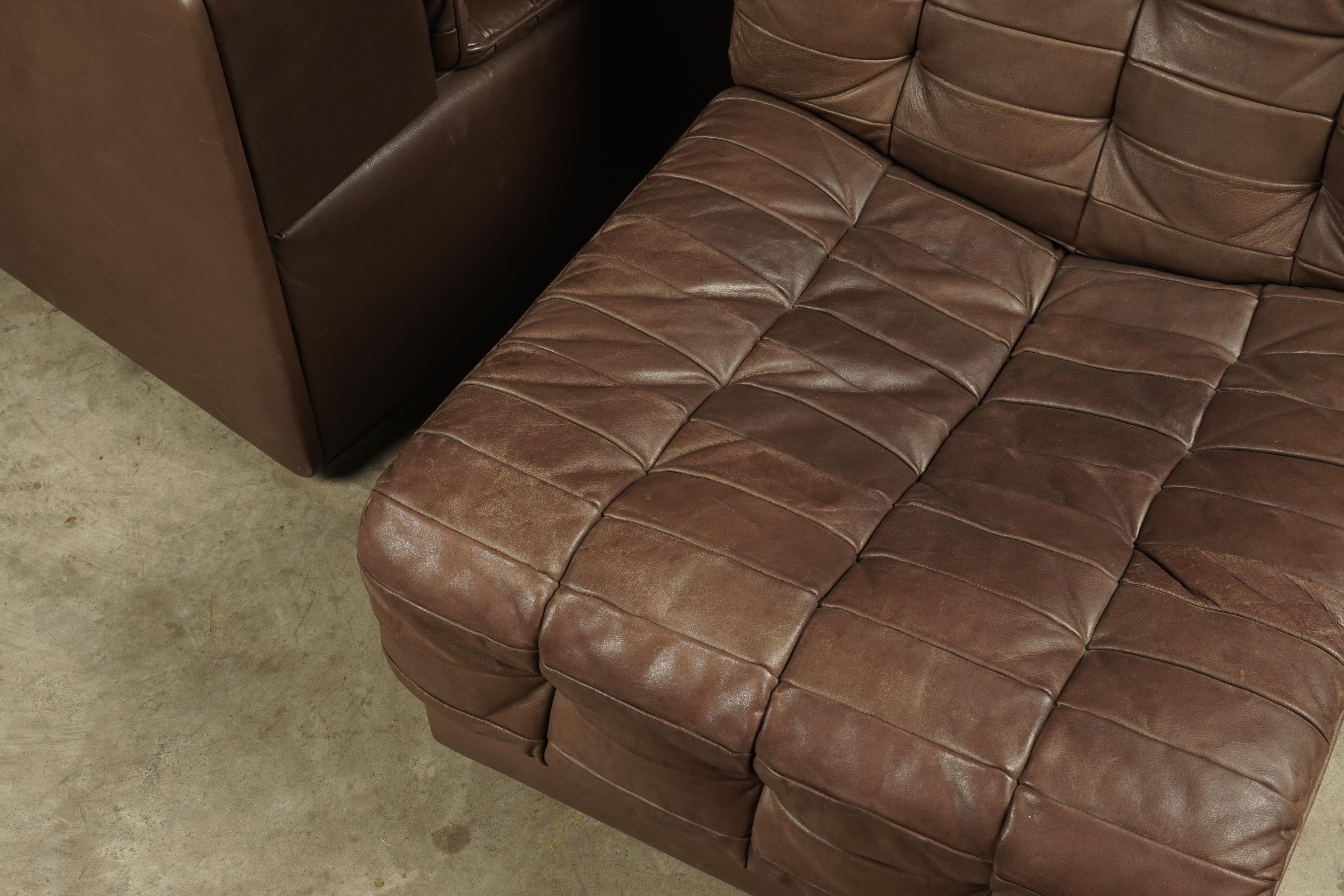 Leather Vintage De Sede DS11 Sectional Patchwork Sofa, 1970s