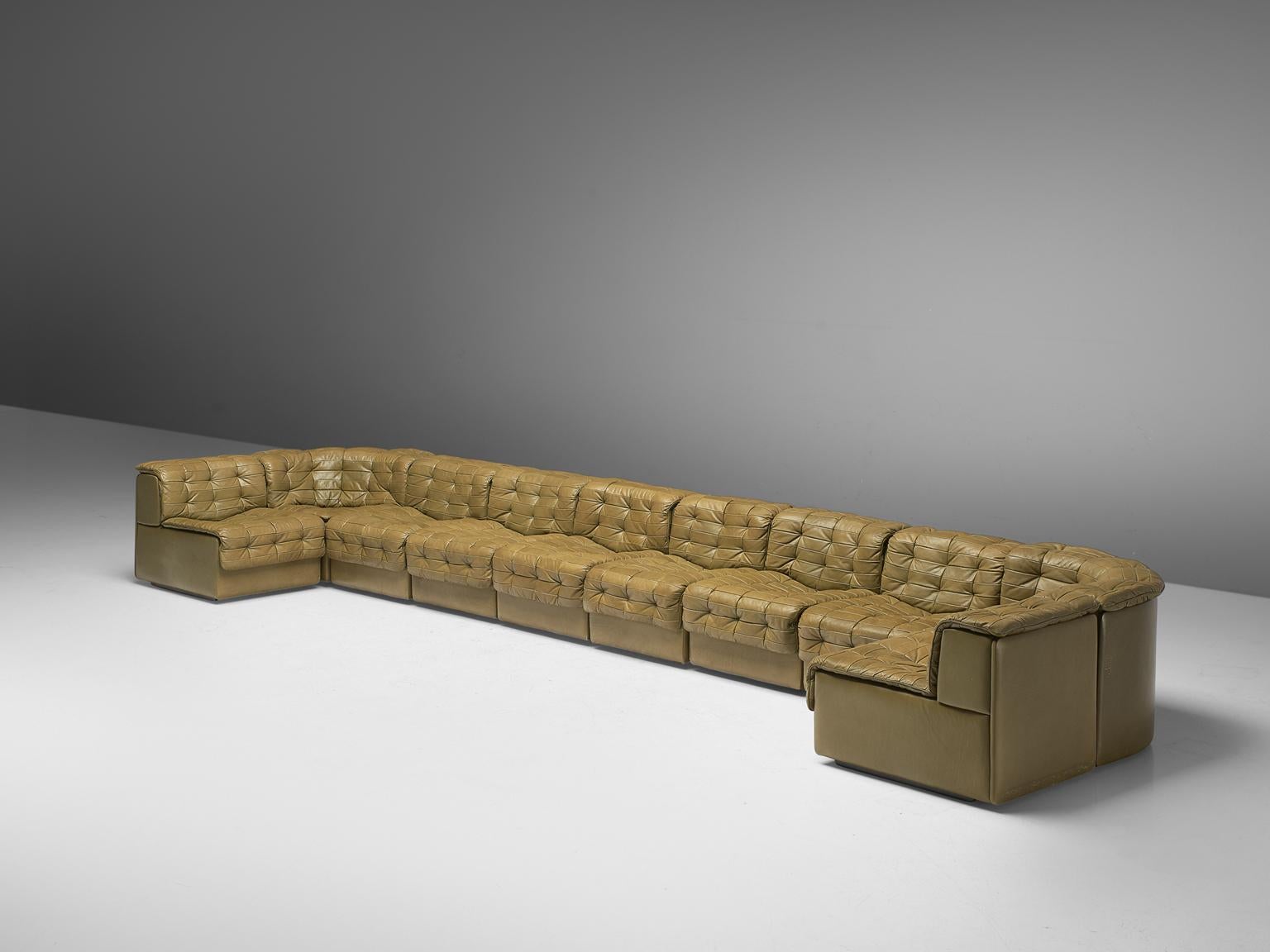 olive green leather sectional