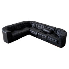 DE SEDE DS11 SOFA IN BLACK LEATHER - SWISS 1970s