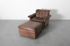 Sedia da salotto e ottomana in pelle patchwork de Sede DS11 Style di Laauser