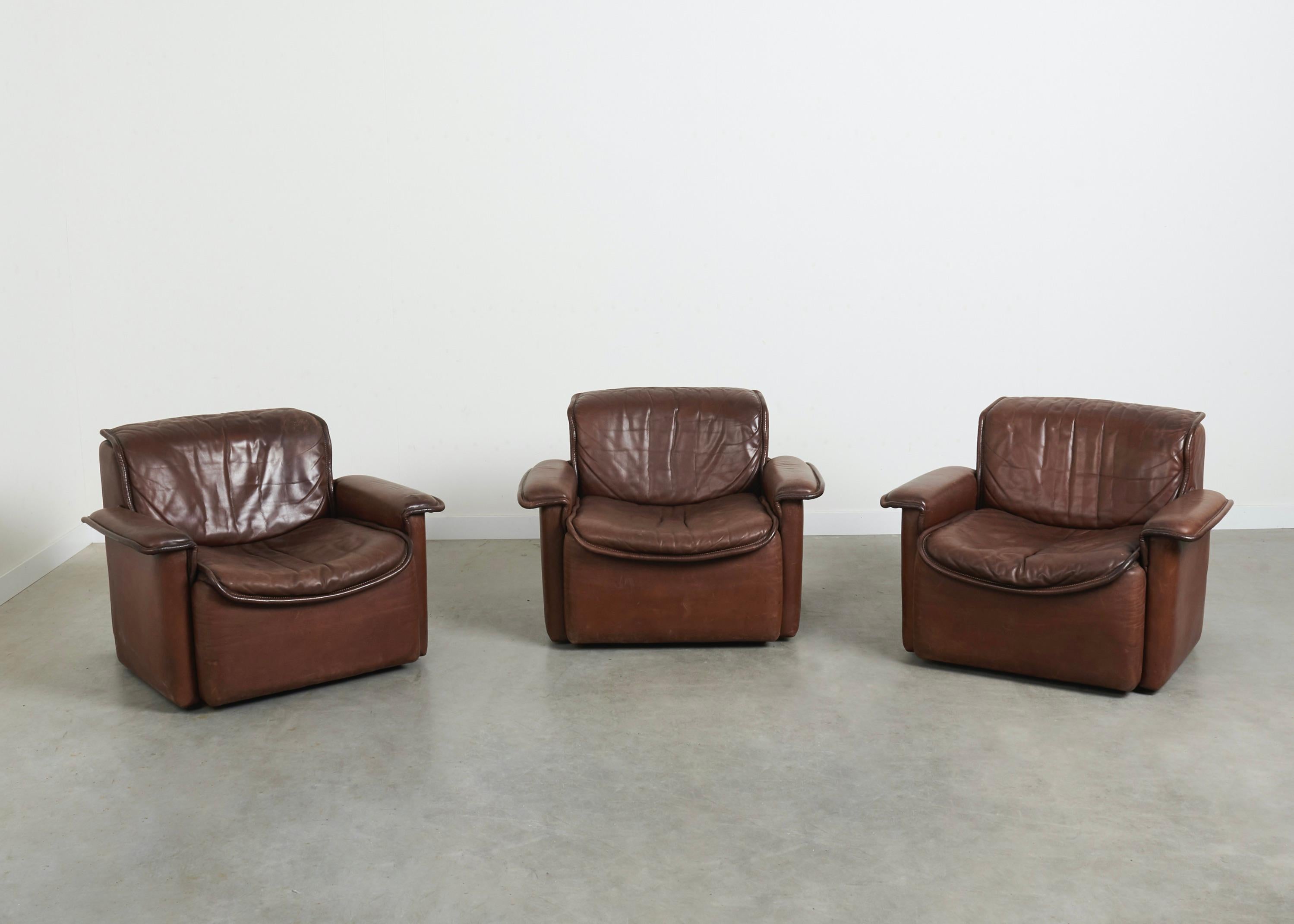 Mid-Century Modern De Sede DS12 lounge set, 1970s For Sale