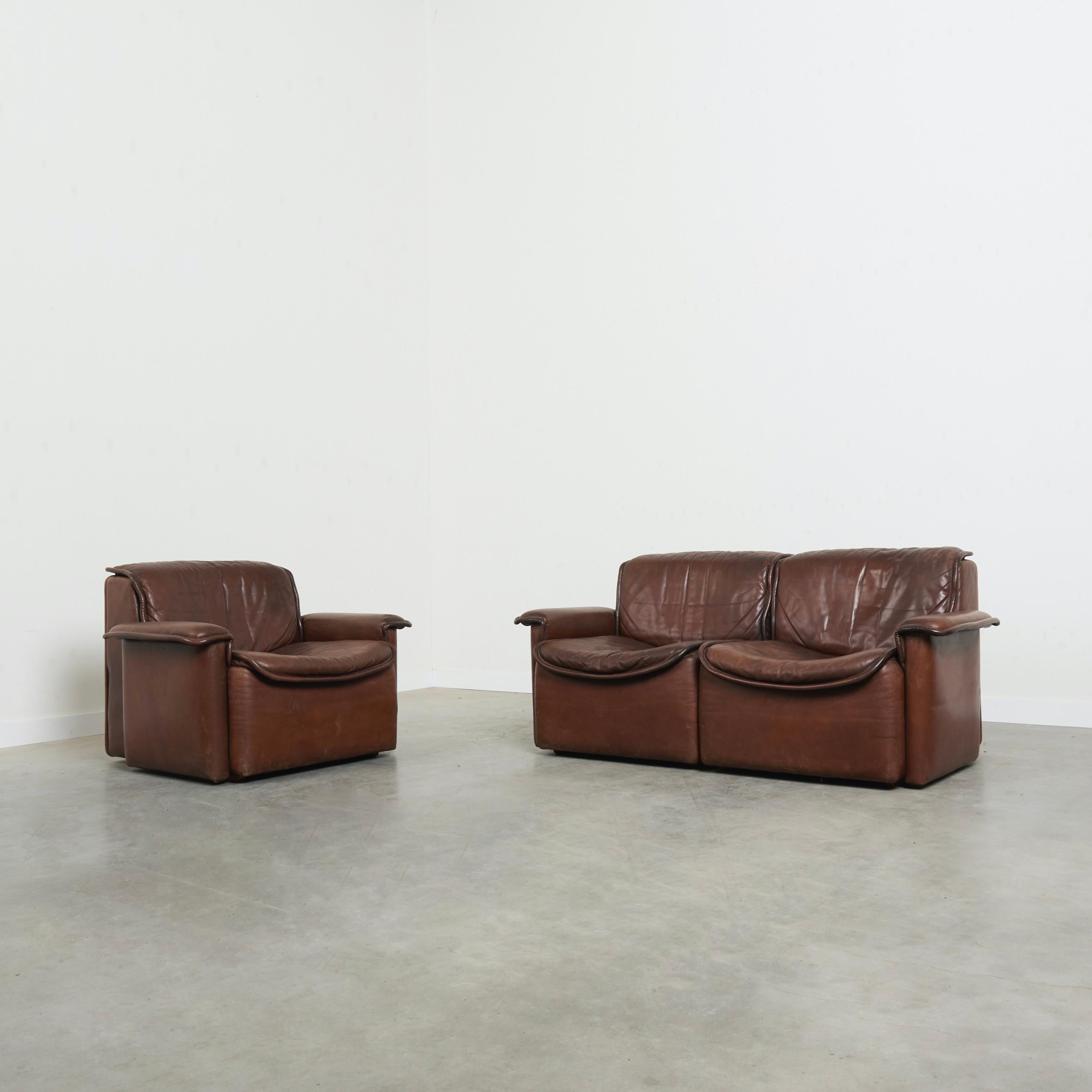 De Sede DS12 lounge set, 1970s In Good Condition For Sale In GENDT, NL
