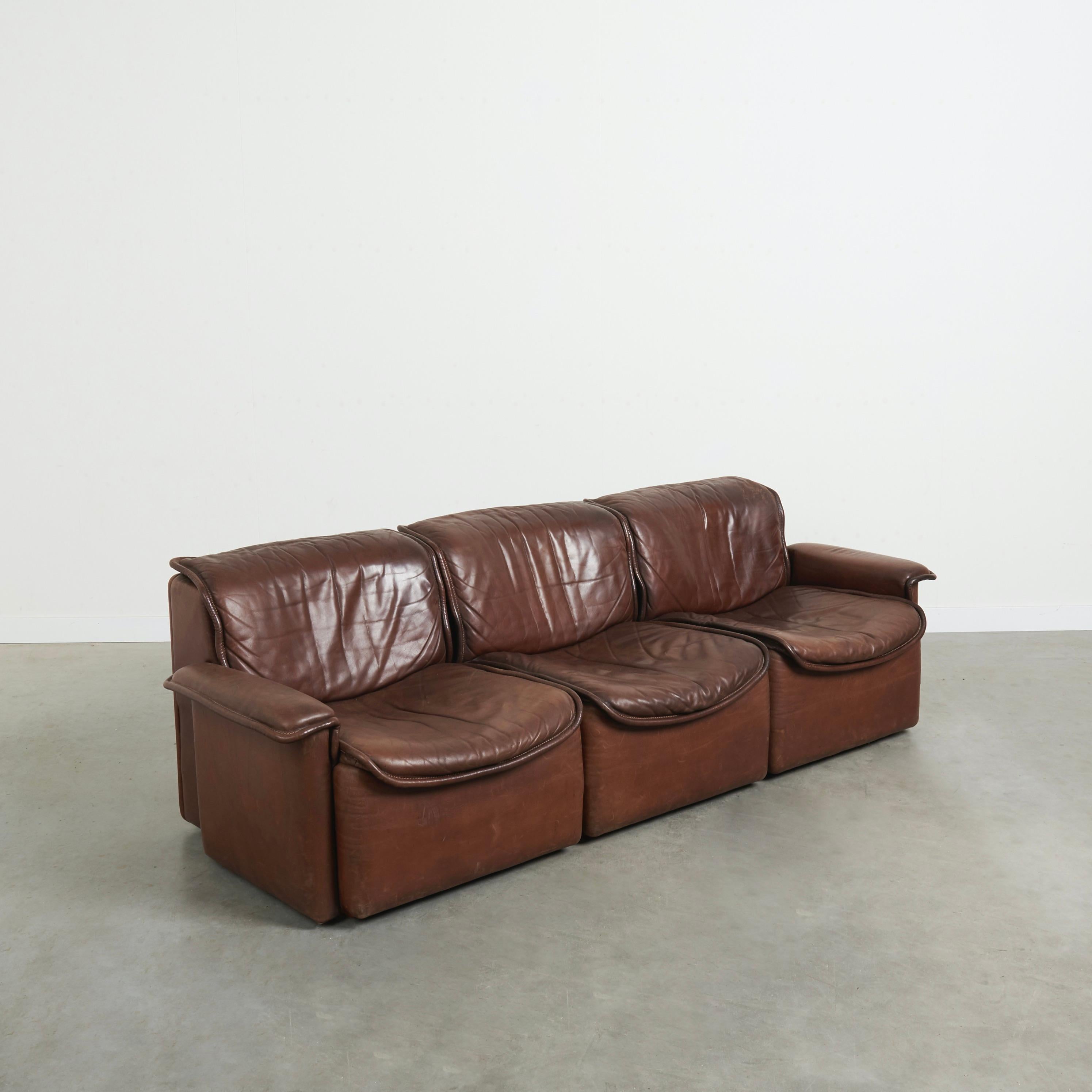 Leather De Sede DS12 lounge set, 1970s For Sale