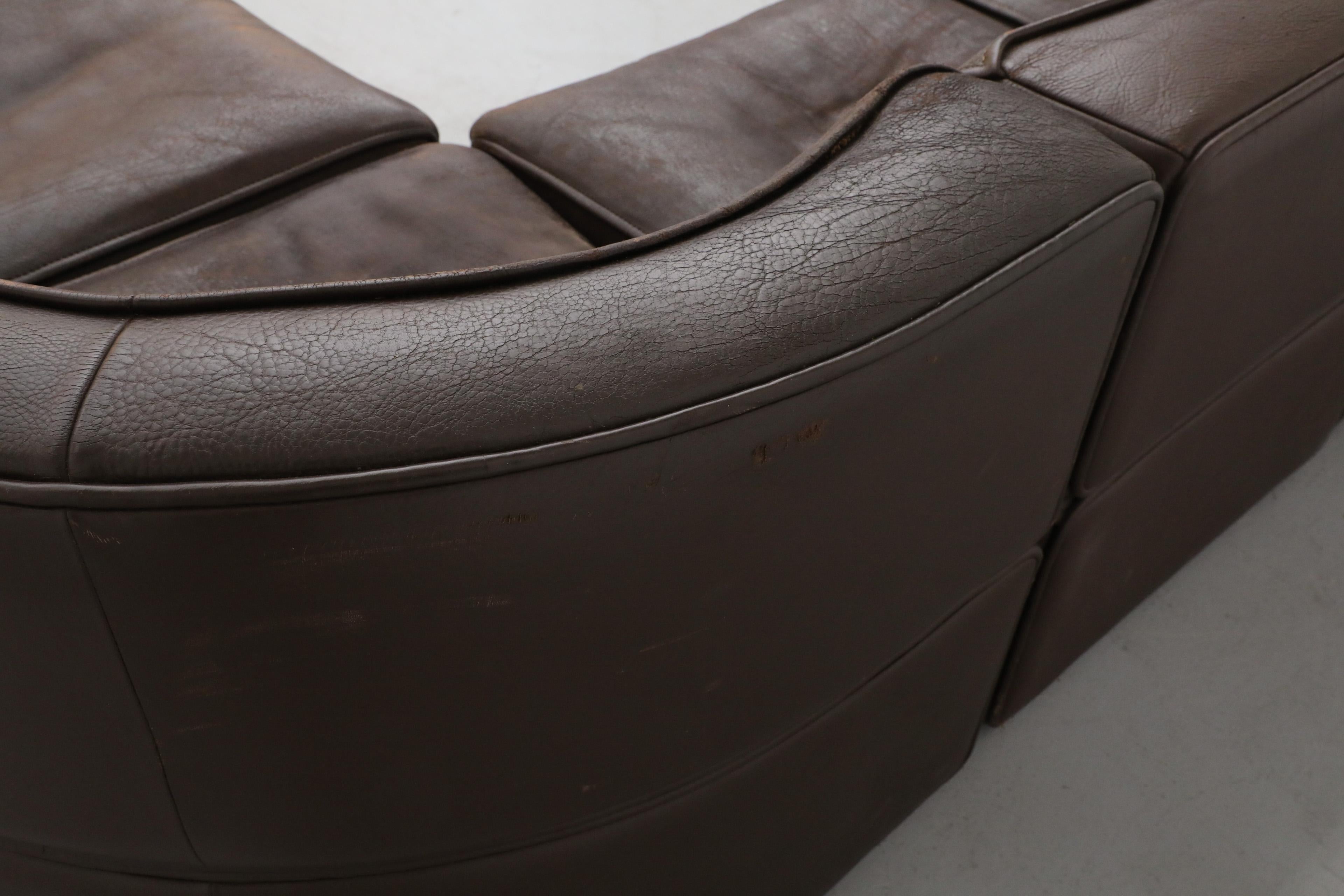 De Sede DS15 Canapé modulable cinq pièces en cuir Brown avec Great Patina 6