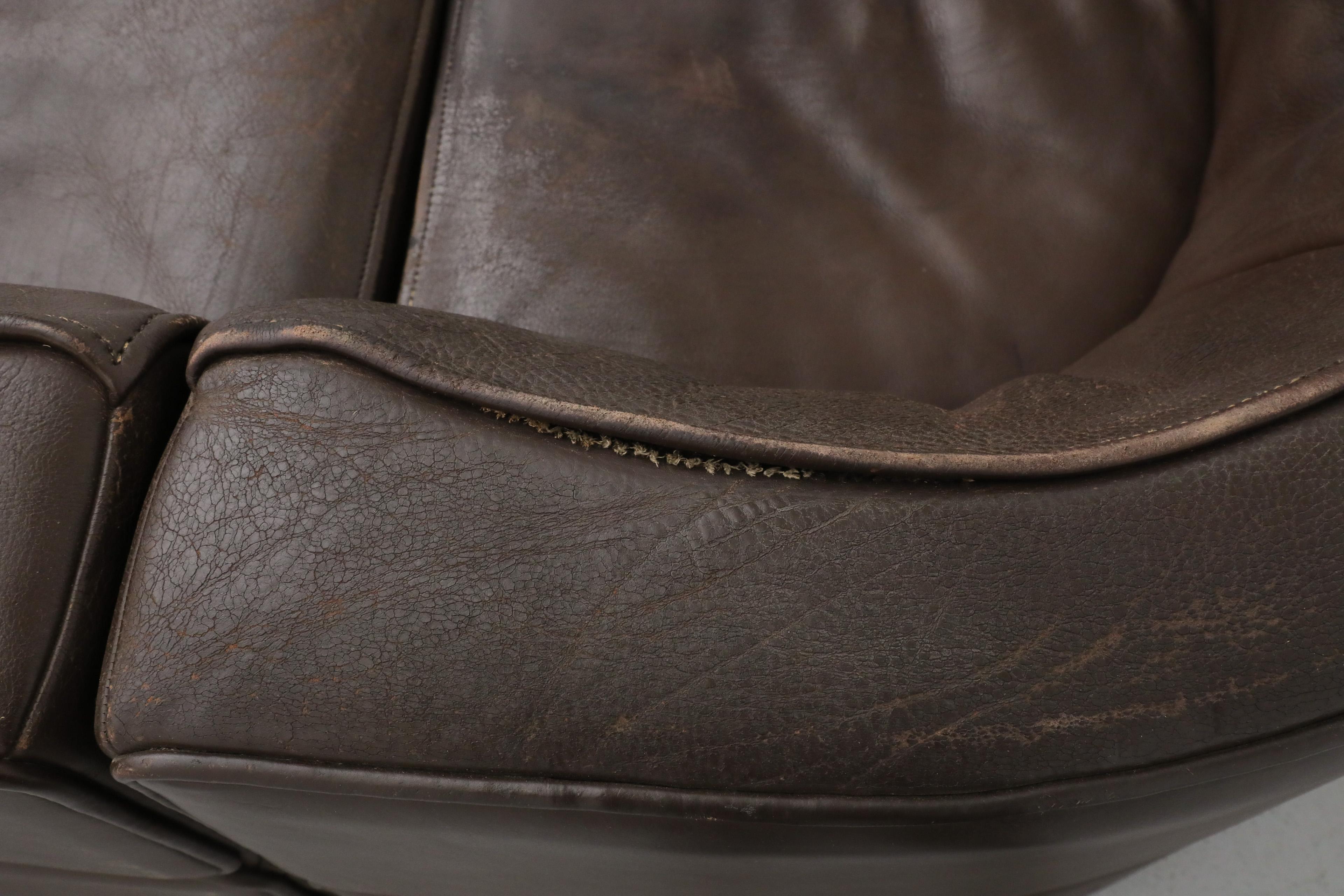 De Sede DS15 Canapé modulable cinq pièces en cuir Brown avec Great Patina 7