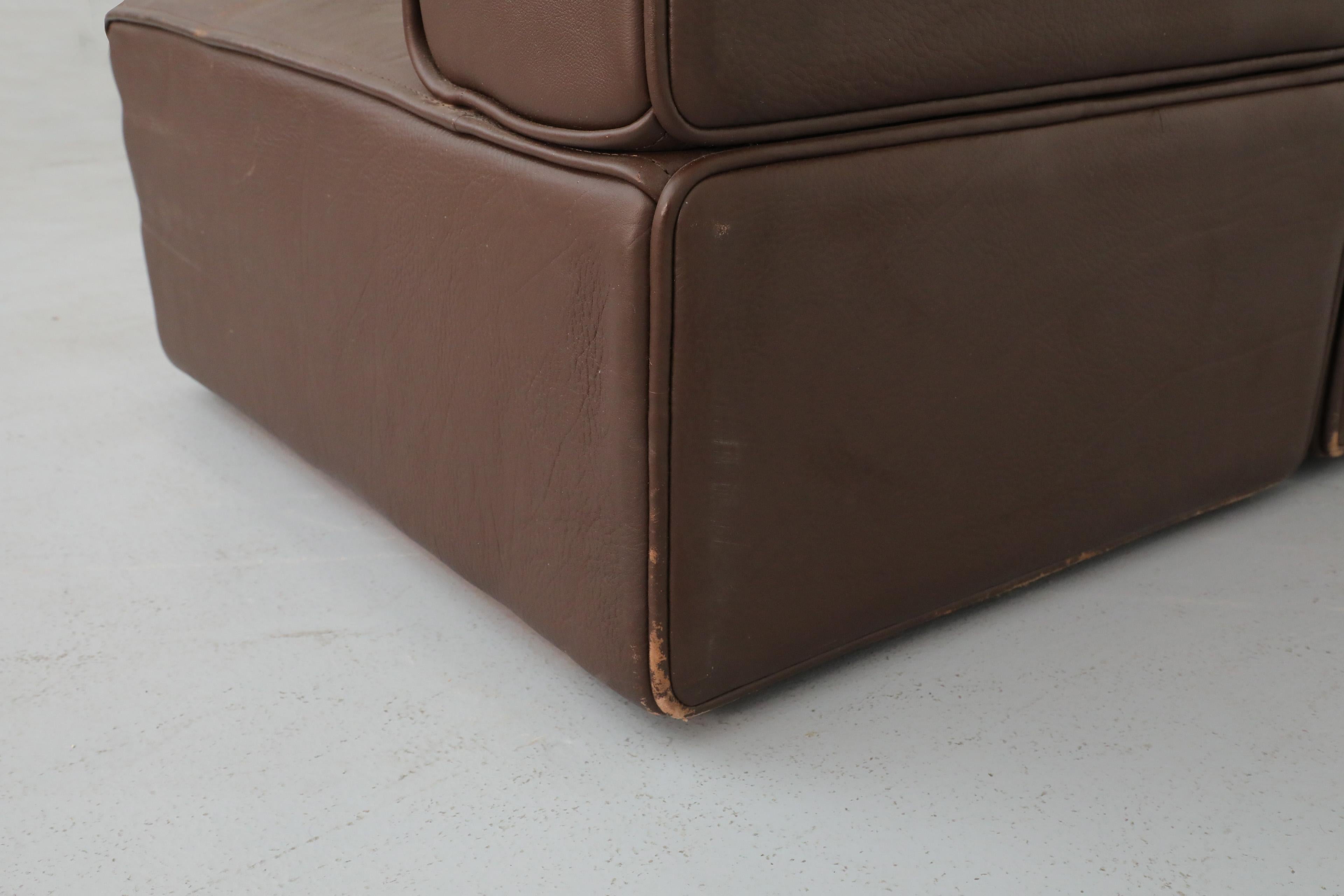 De Sede DS15 Canapé modulable cinq pièces en cuir Brown avec Great Patina 11