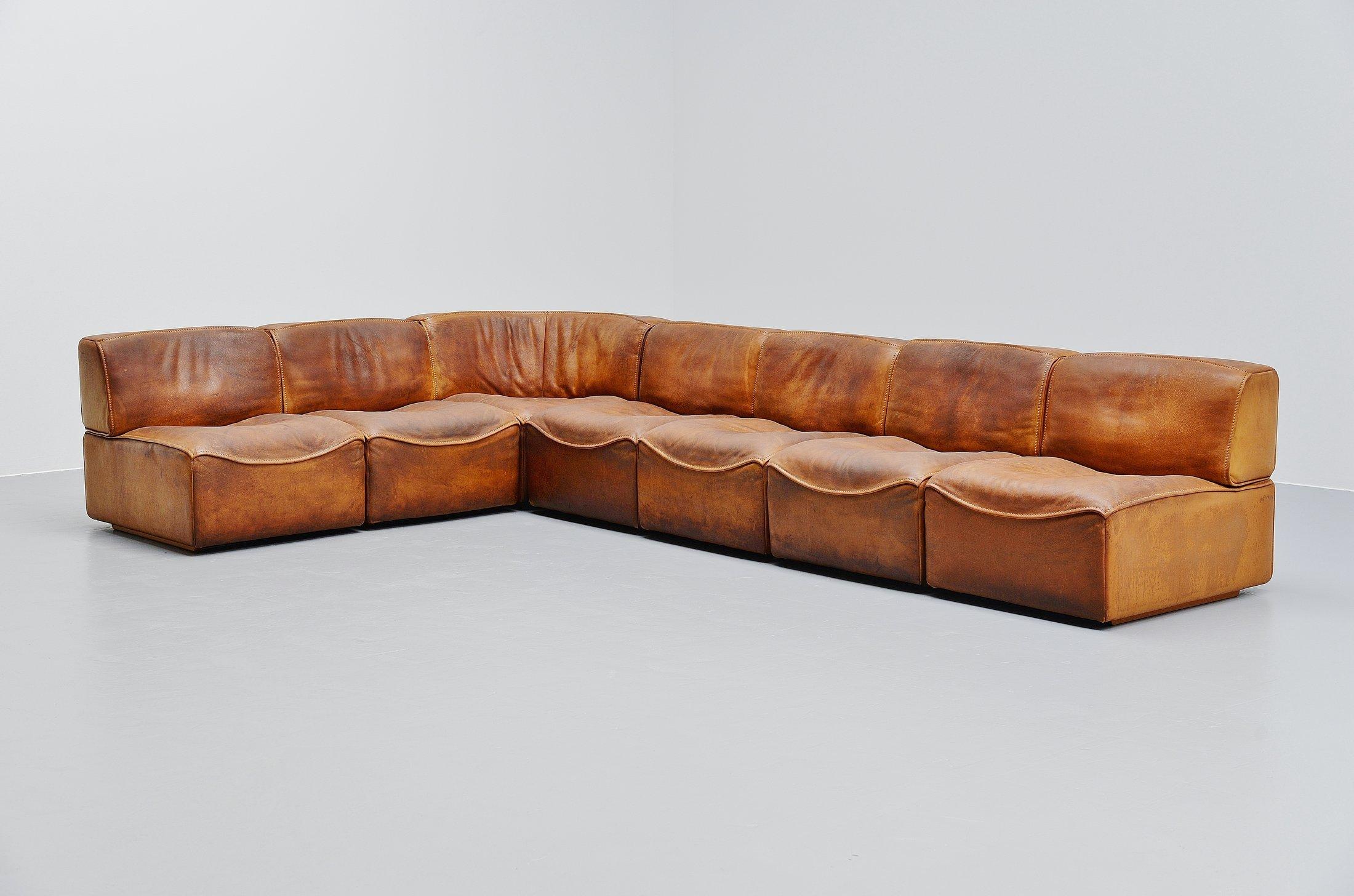 Mid-Century Modern De Sede DS15 Modular Sofa Natural Leather, Switzerland, 1970