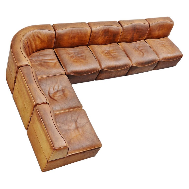 De Sede DS15 Modular Sofa Natural Leather, Switzerland, 1970 at 1stDibs | de  sede modular sofa