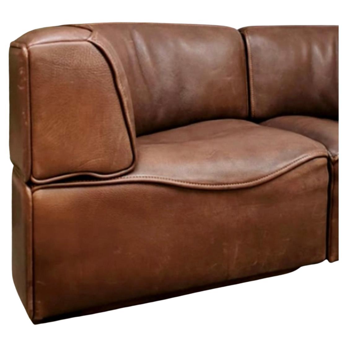 De Sede DS15 Rare Modular Buffalo Hide Leather Sofa In Good Condition In San Angelo, TX