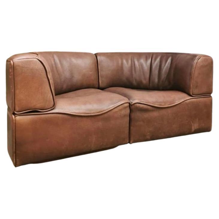 Late 20th Century De Sede DS15 Rare Modular Buffalo Hide Leather Sofa
