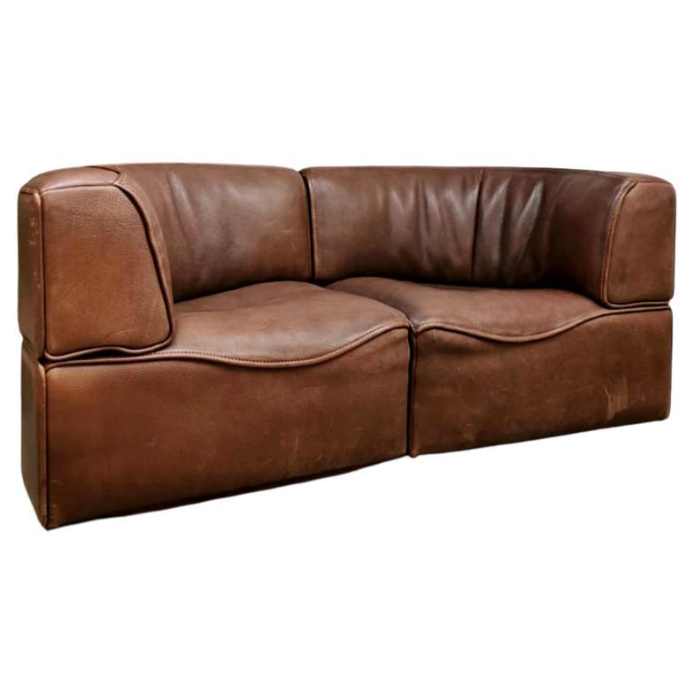 De Sede DS15 Rare Modular Buffalo Hide Leather Sofa
