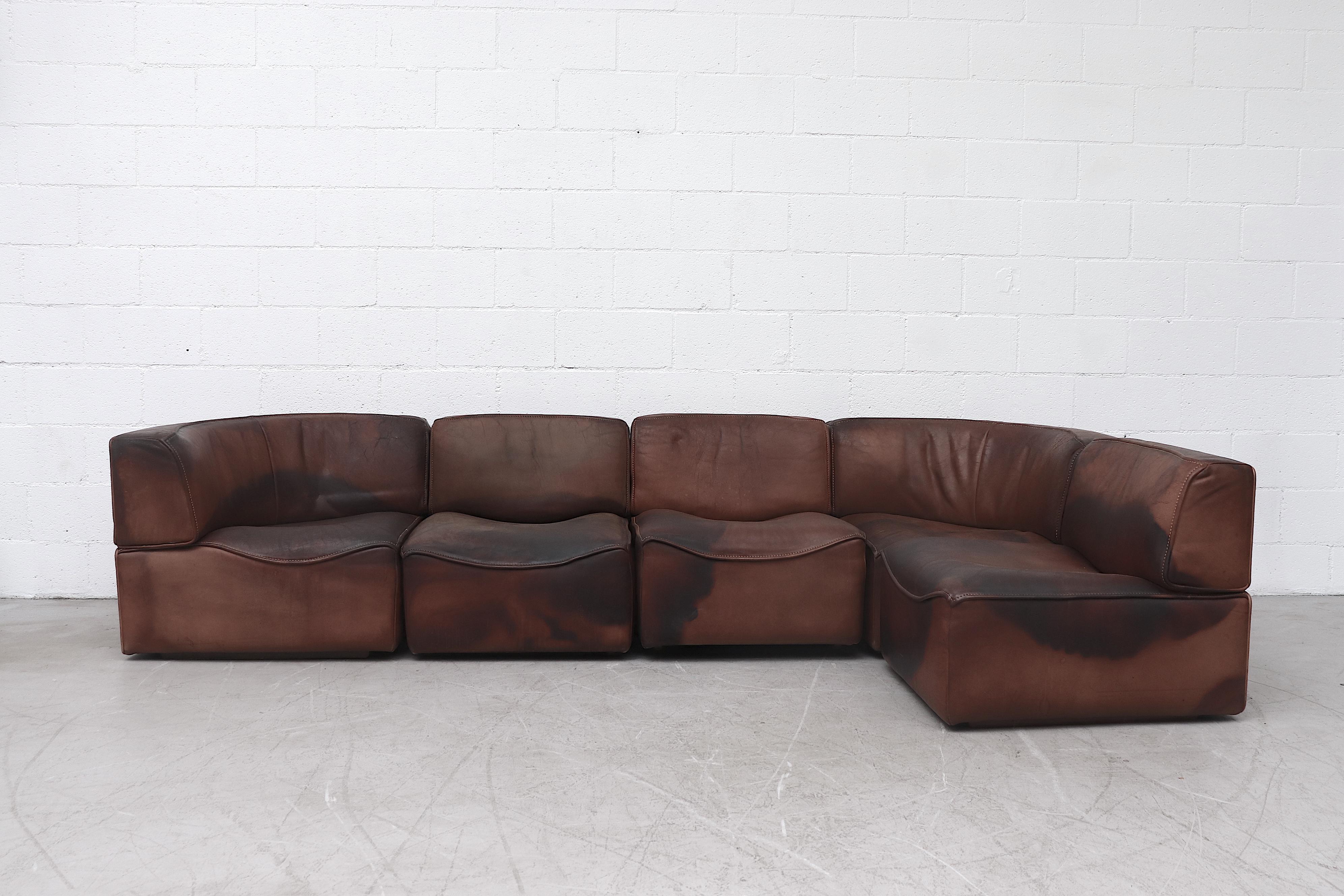 Mid-Century Modern De Sede DS15 Sectional Leather Sofa