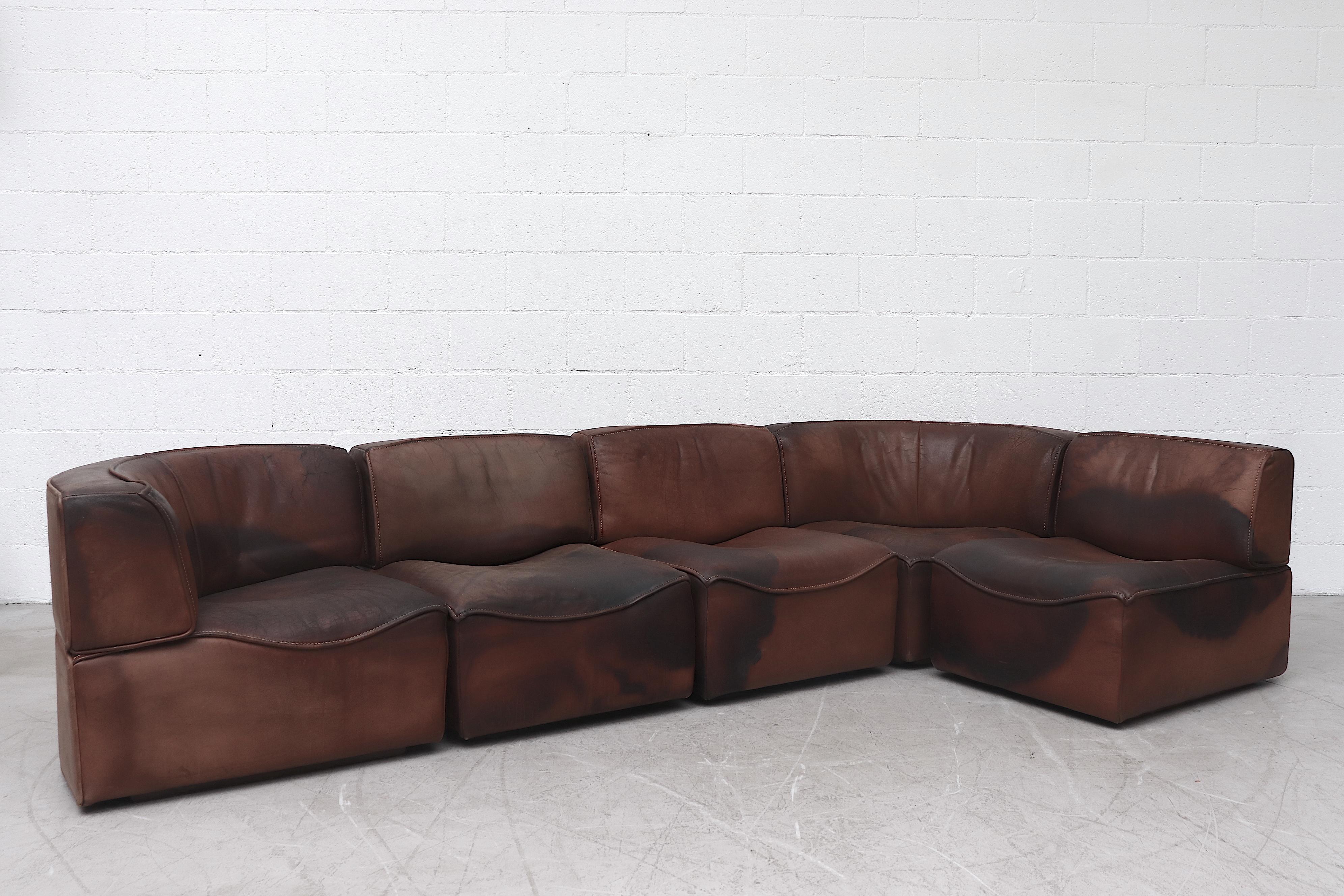 De Sede DS15 Sectional Leather Sofa In Fair Condition In Los Angeles, CA